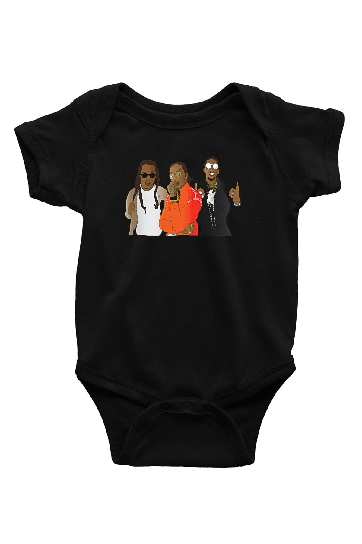Offset Baskılı Unisex Siyah Bebek Body - Zıbın