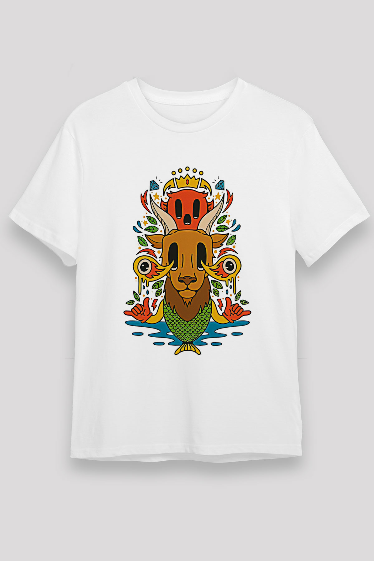 Oğlak Burcu Unisex Baskılı Beyaz Tişört - Tshirt