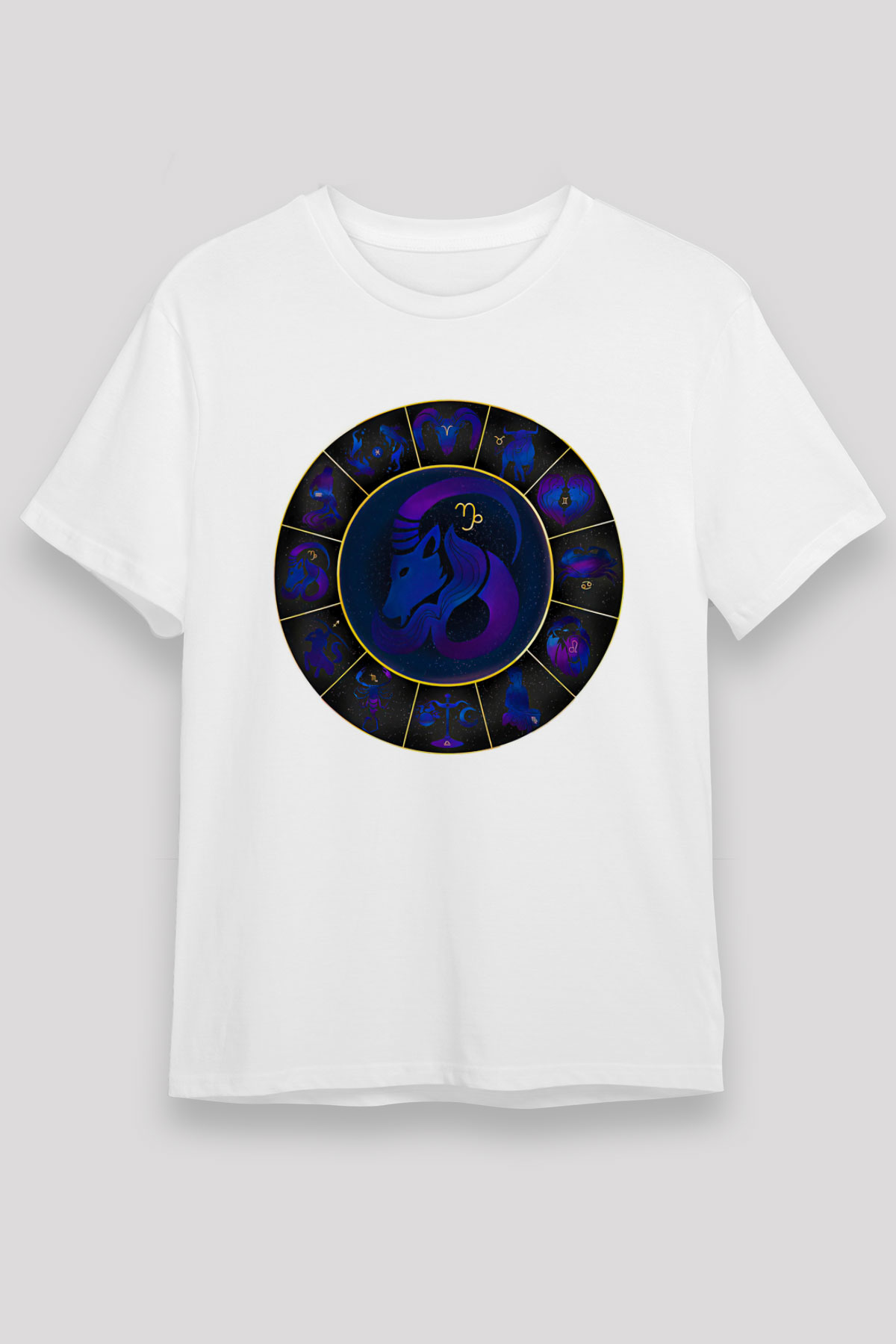 Oğlak Burcu Unisex Baskılı Beyaz Tişört - Tshirt