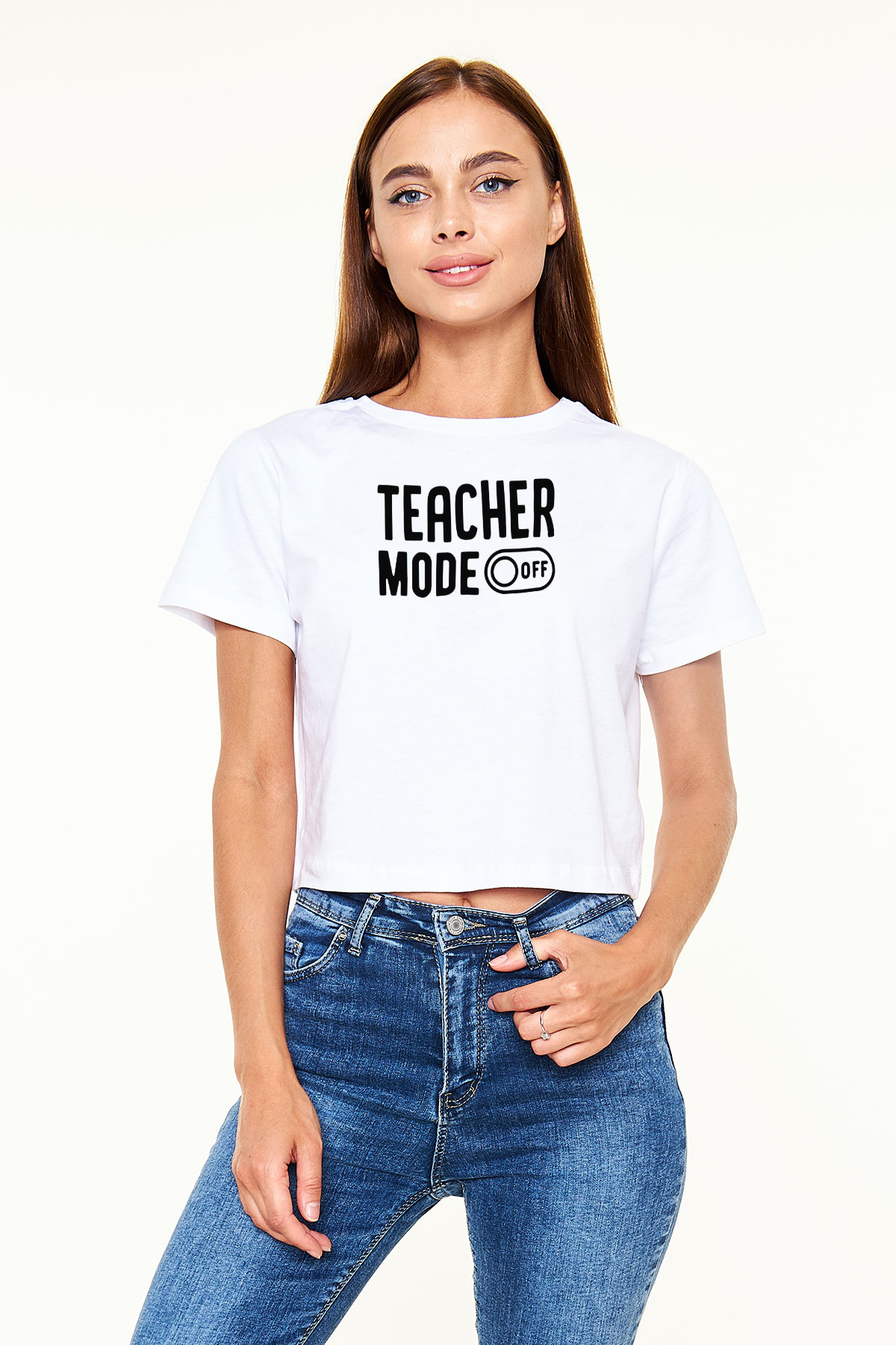Öğretmen Beyaz  Crop Top Tişört