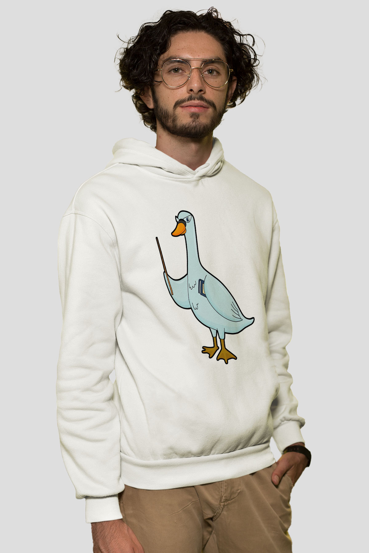 Öğretmen Beyaz Unisex Kapüşonlu Sweatshirt