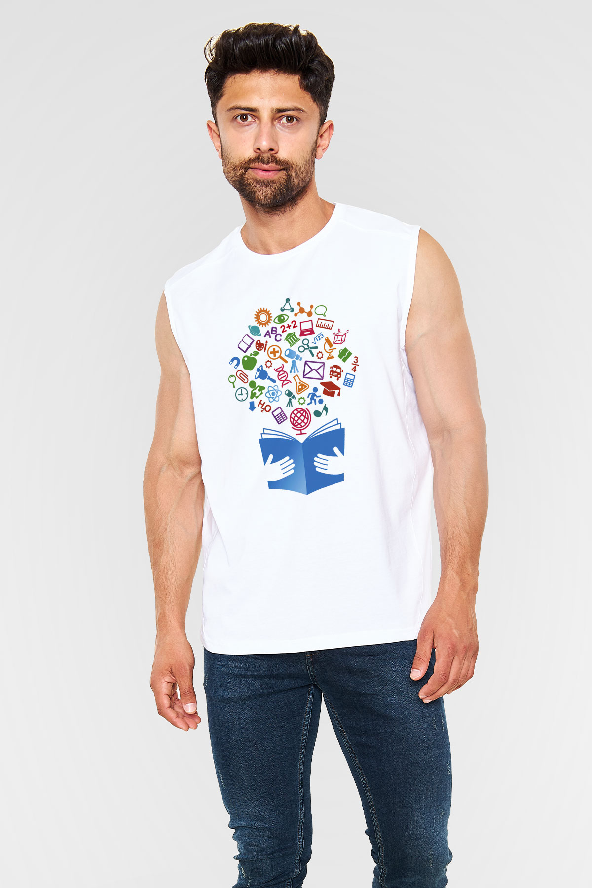 Öğretmen Beyaz Unisex Kolsuz Tişört