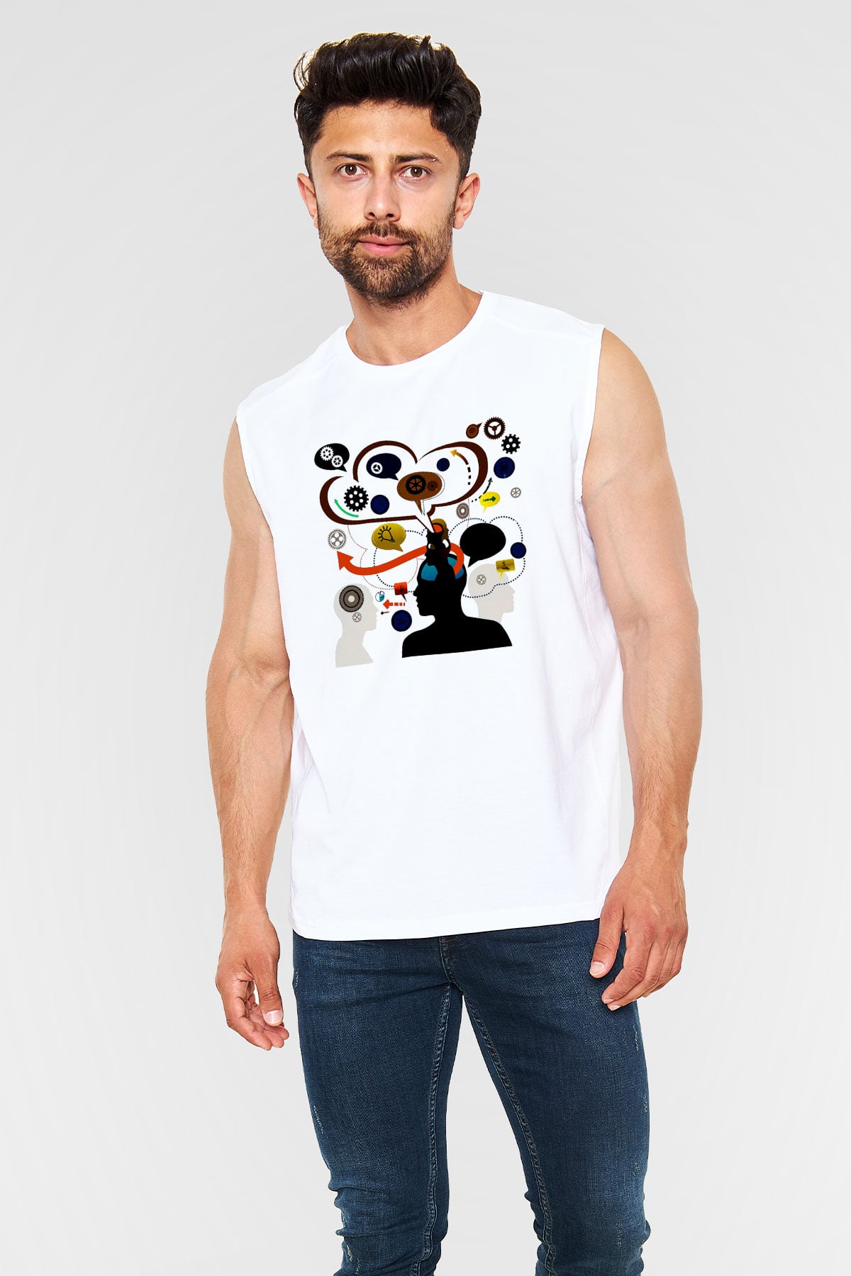 Öğretmen Beyaz Unisex Kolsuz Tişört