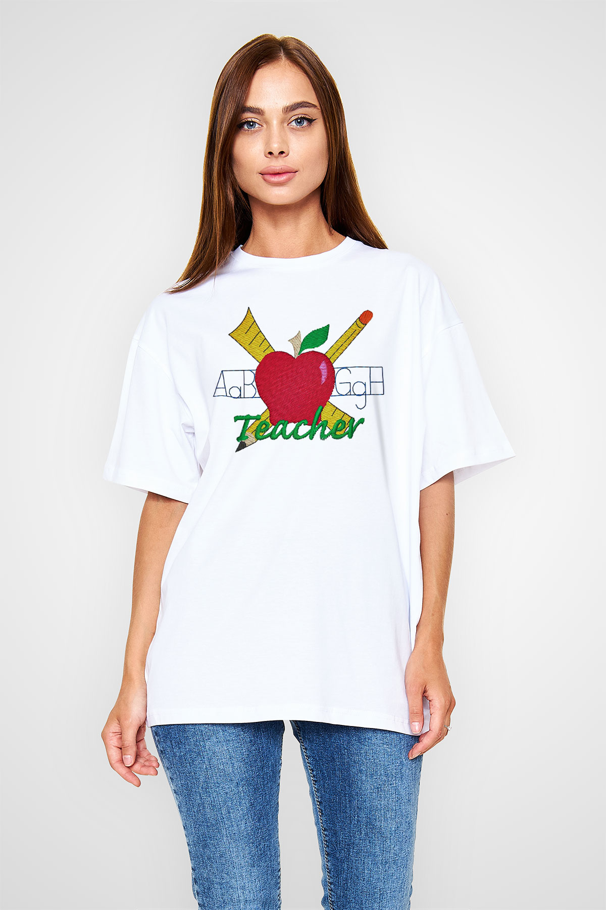 Öğretmen Beyaz Unisex Oversize Tişört T-Shirt