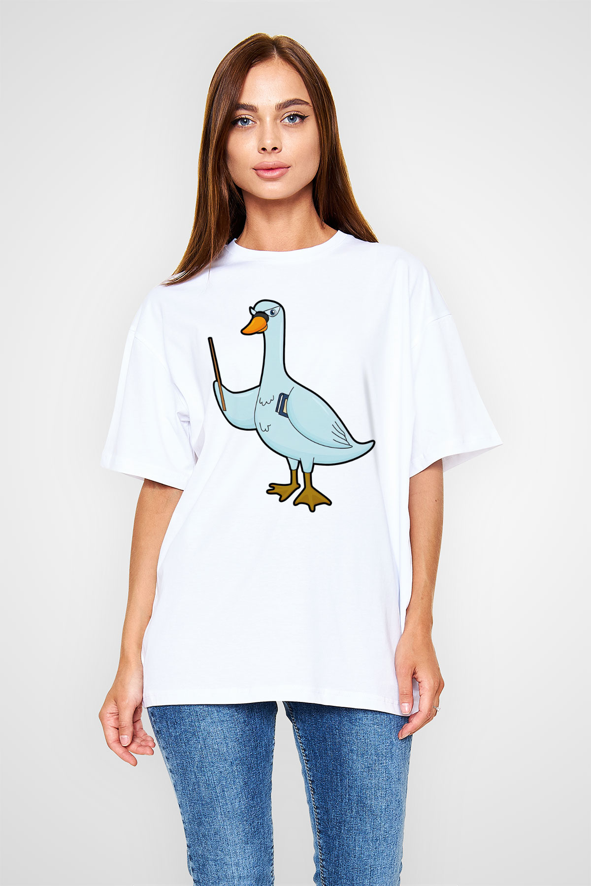 Öğretmen Beyaz Oversize Tişört Oversize T-shirt - TişörtFabrikası