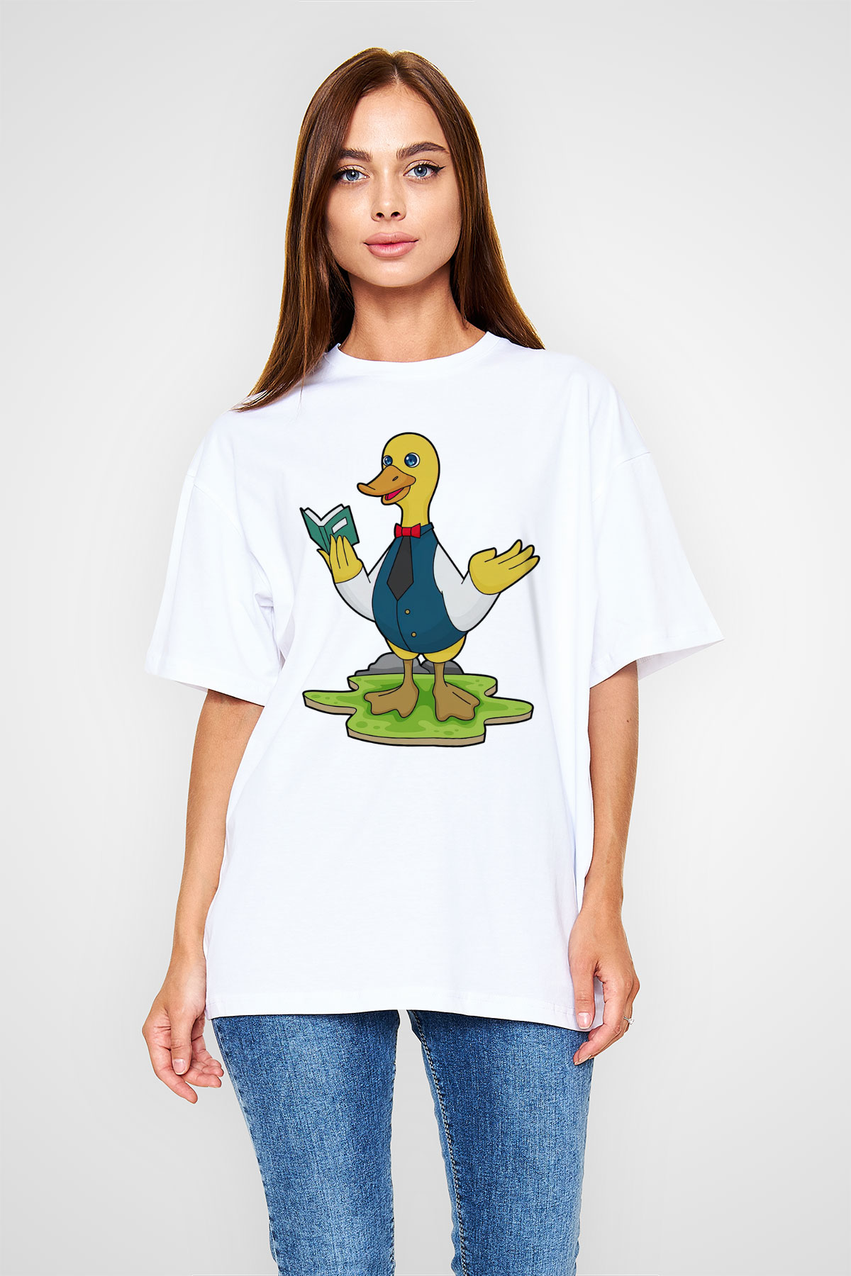 Öğretmen Beyaz Oversize Tişört Oversize T-shirt - TişörtFabrikası