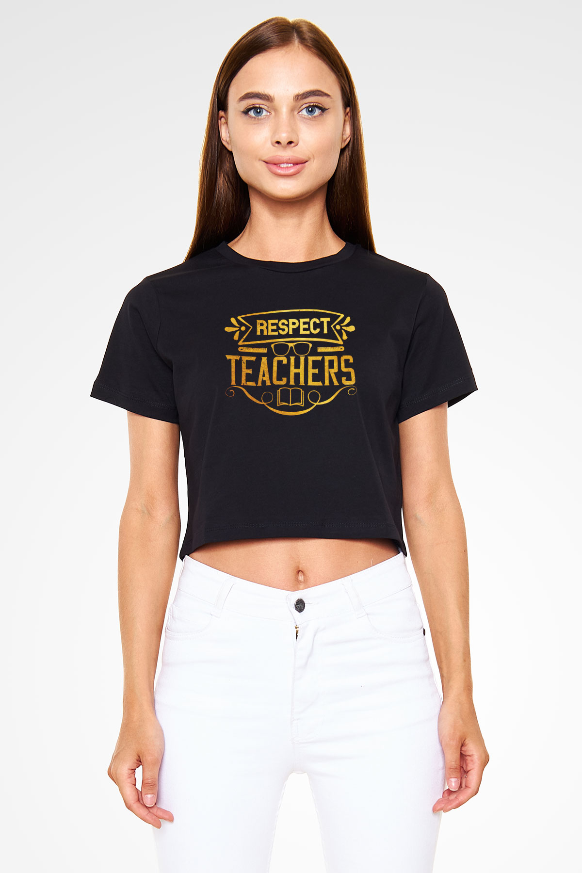Öğretmen Siyah  Crop Top Tişört