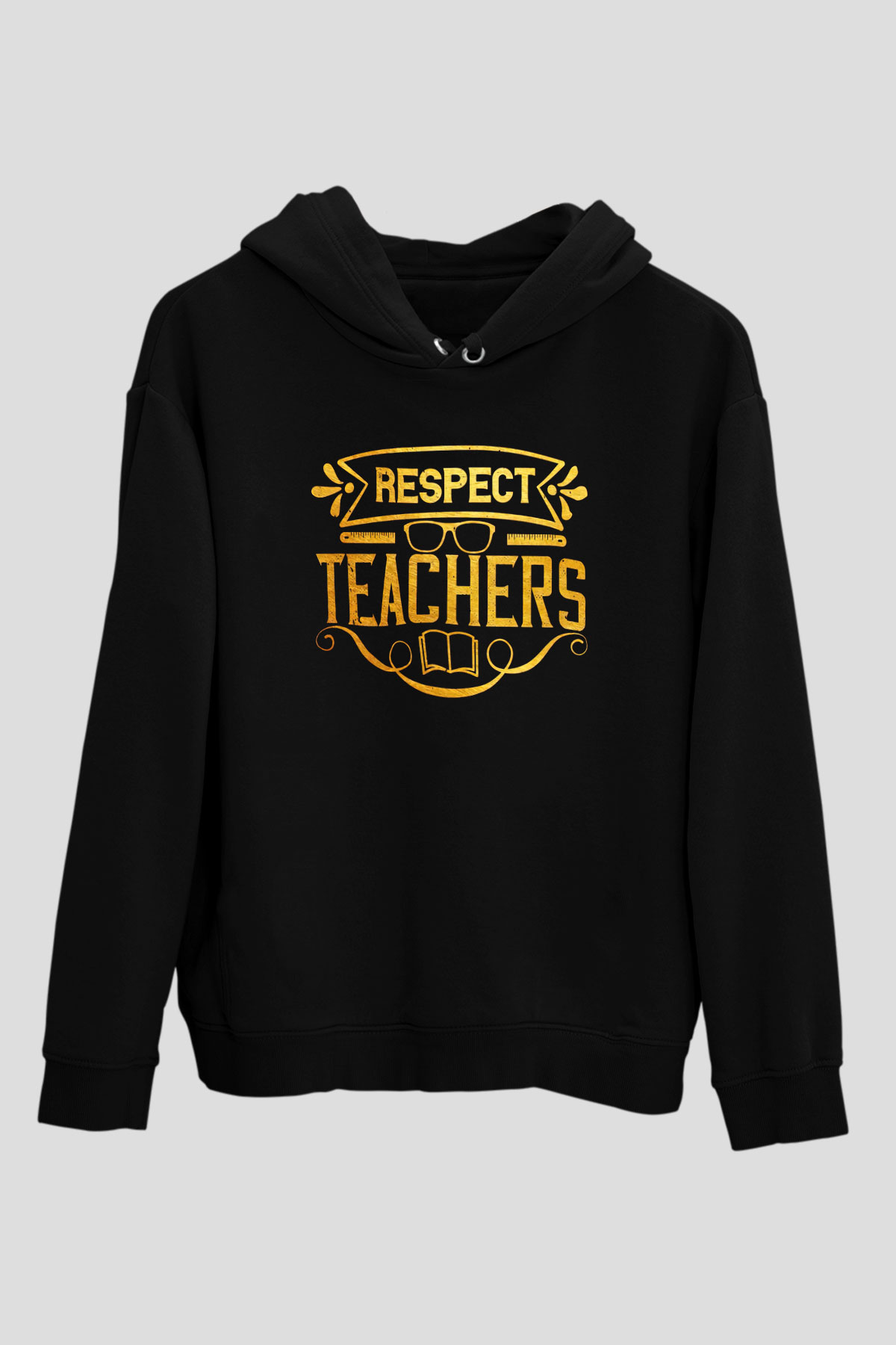 Öğretmen Siyah Unisex Kapüşonlu Sweatshirt