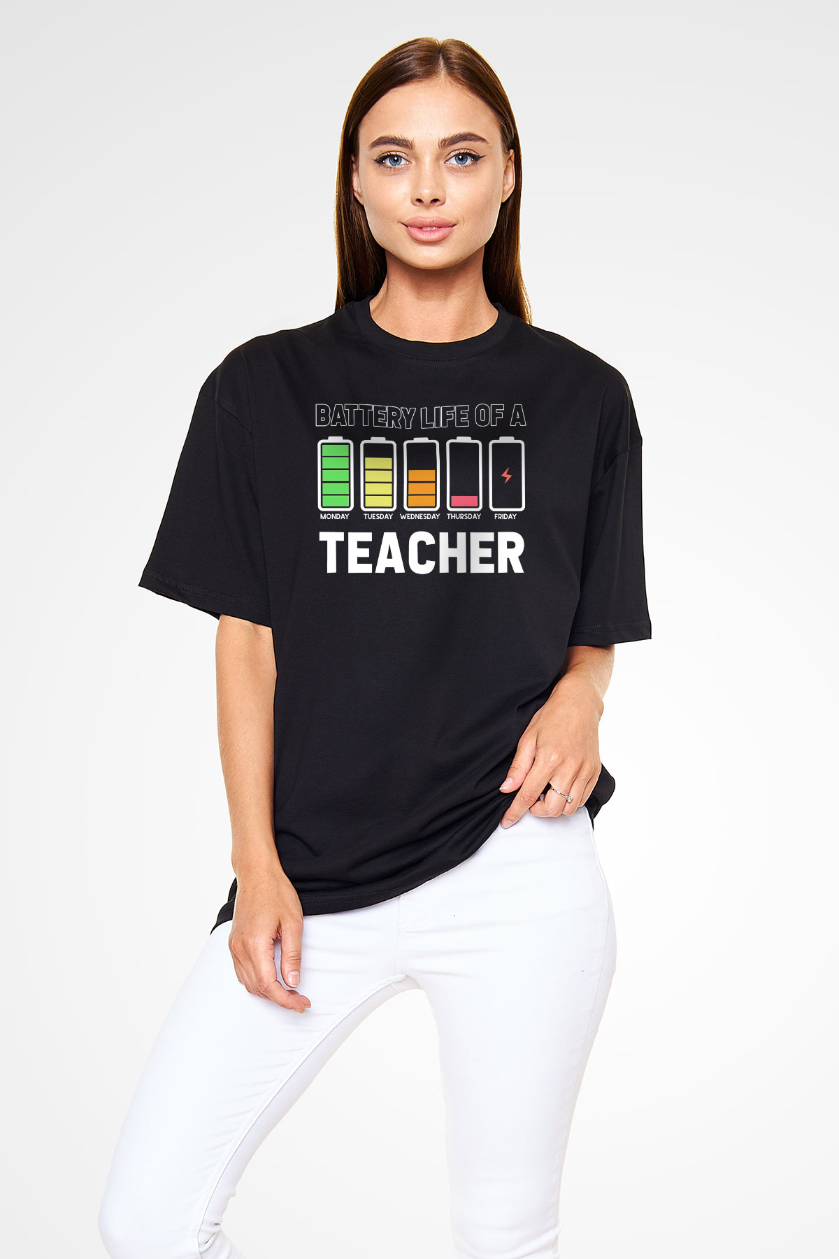 Öğretmen Siyah Oversize Tişört Oversize T-shirt - TişörtFabrikası