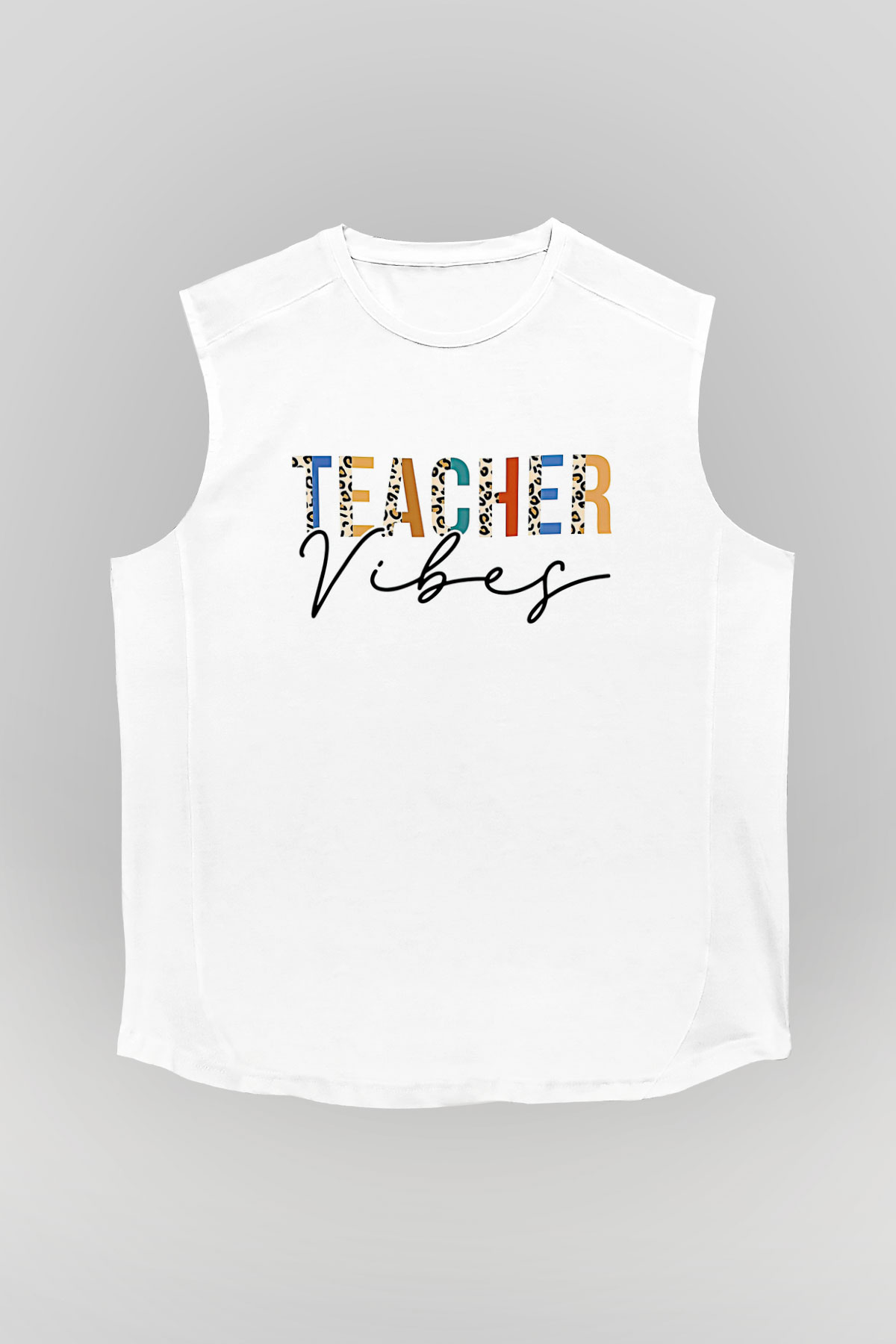 Öğretmenler Günü Baskılı Beyaz Unisex Kolsuz Tişört - Tshirt