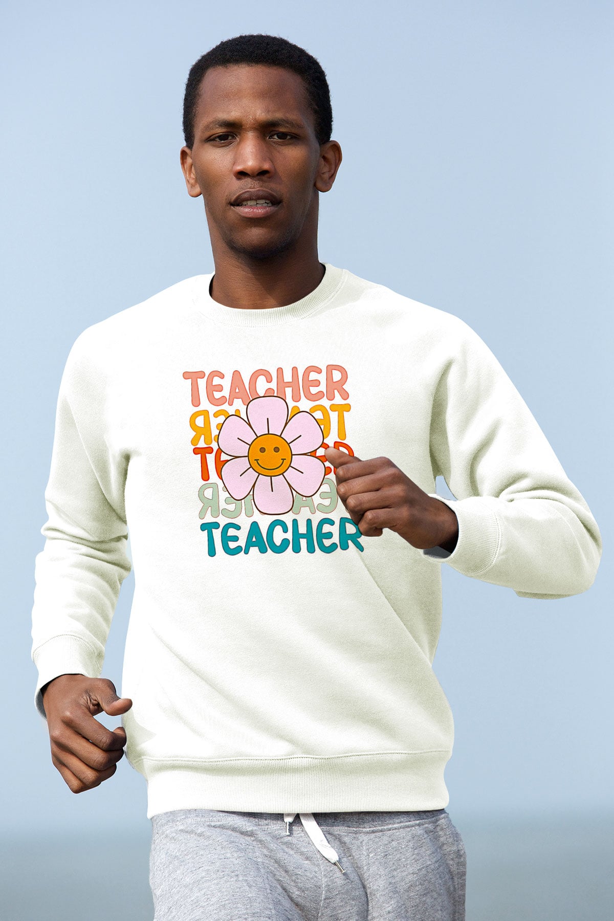 Öğretmenler Günü Baskılı Beyaz Unisex Sweatshirt
