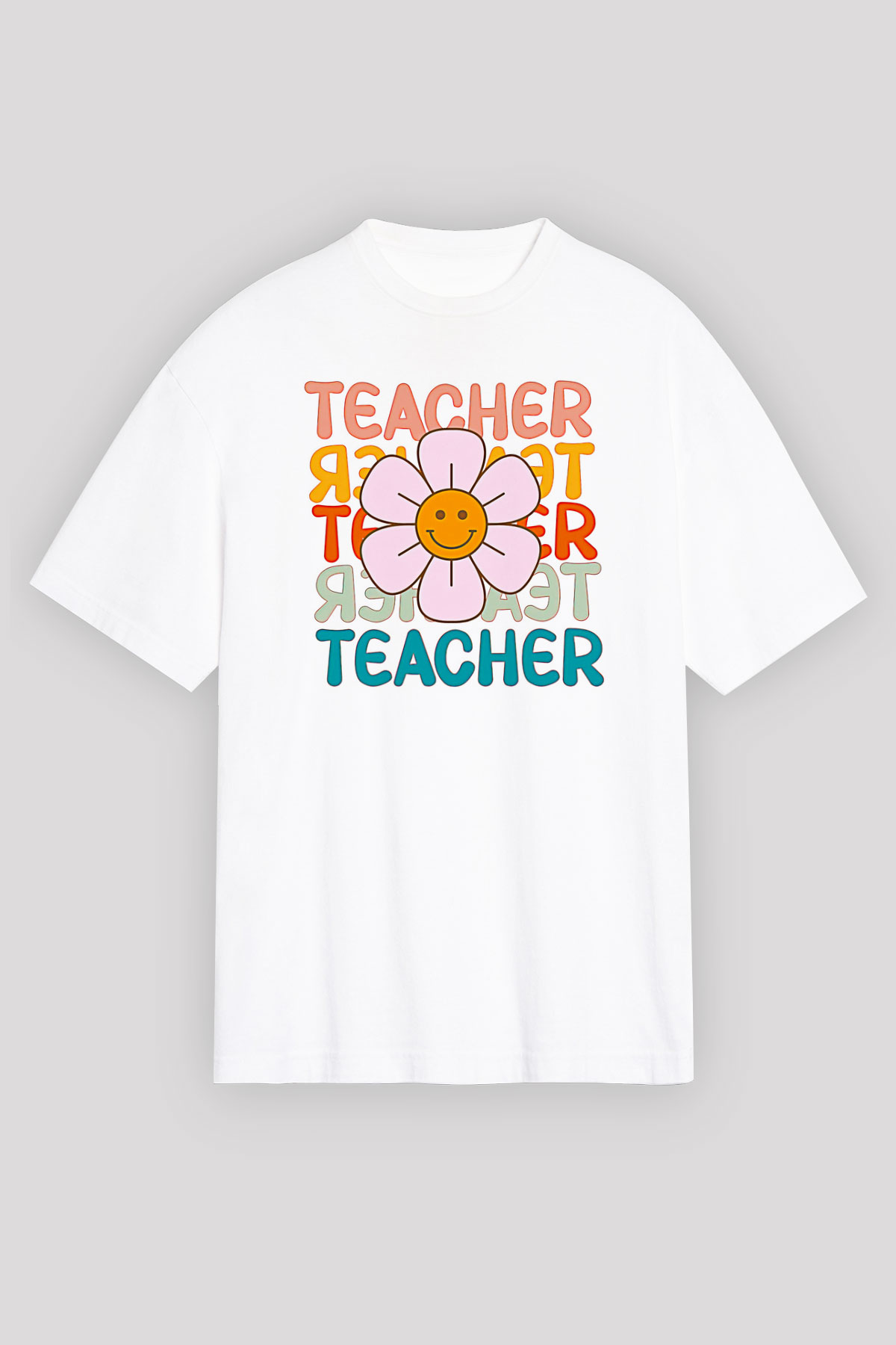 Öğretmenler Günü Baskılı Beyaz Unisex Oversize Tişört - Tshirt