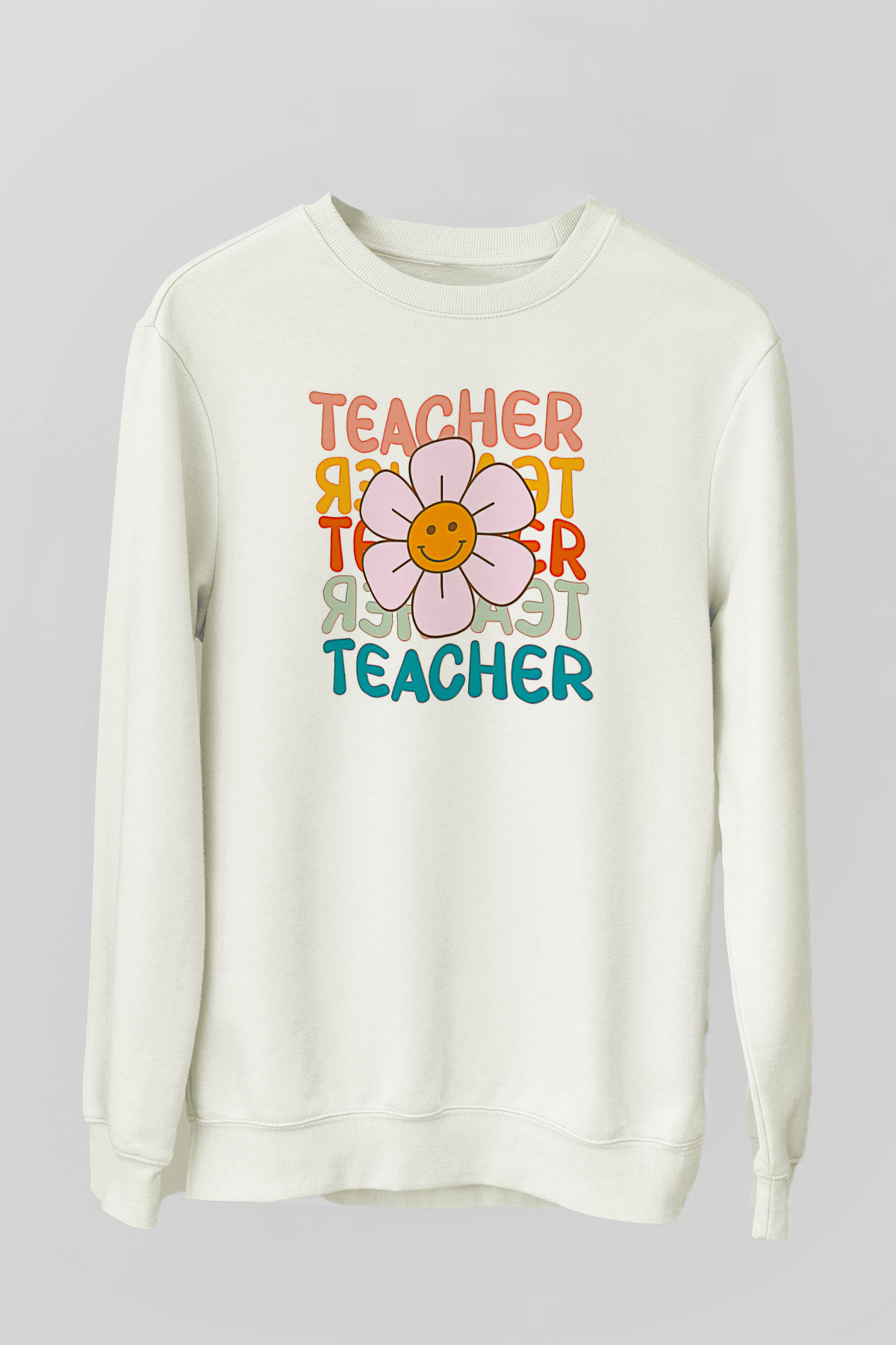 Öğretmenler Günü Baskılı Beyaz Unisex Sweatshirt