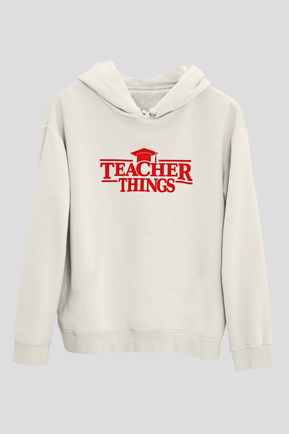 Öğretmenler Günü Baskılı Beyaz Unisex Kapüşonlu Sweatshirt