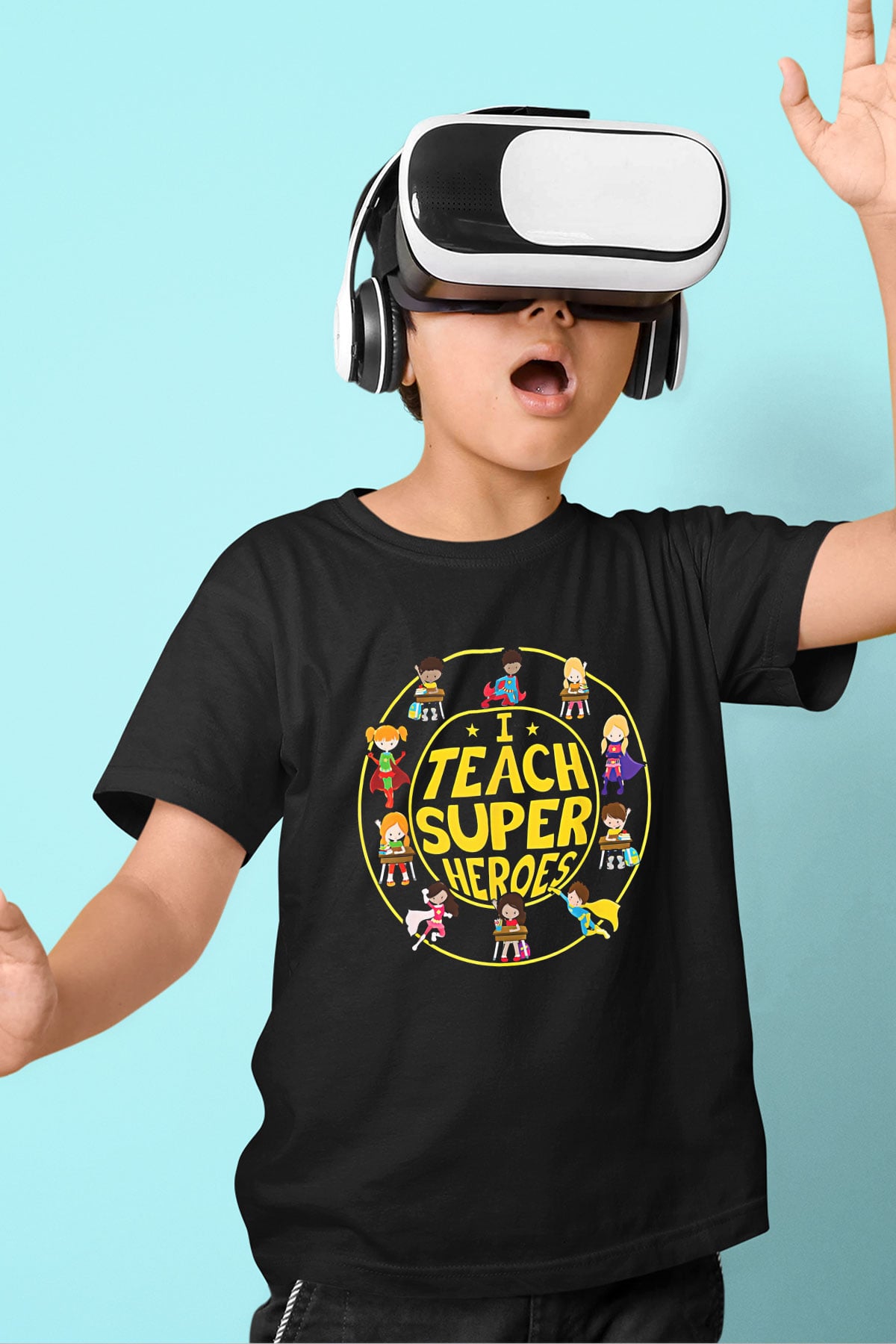 Öğretmenler Günü Baskılı Unisex Siyah Çocuk Tişört - Tshirt