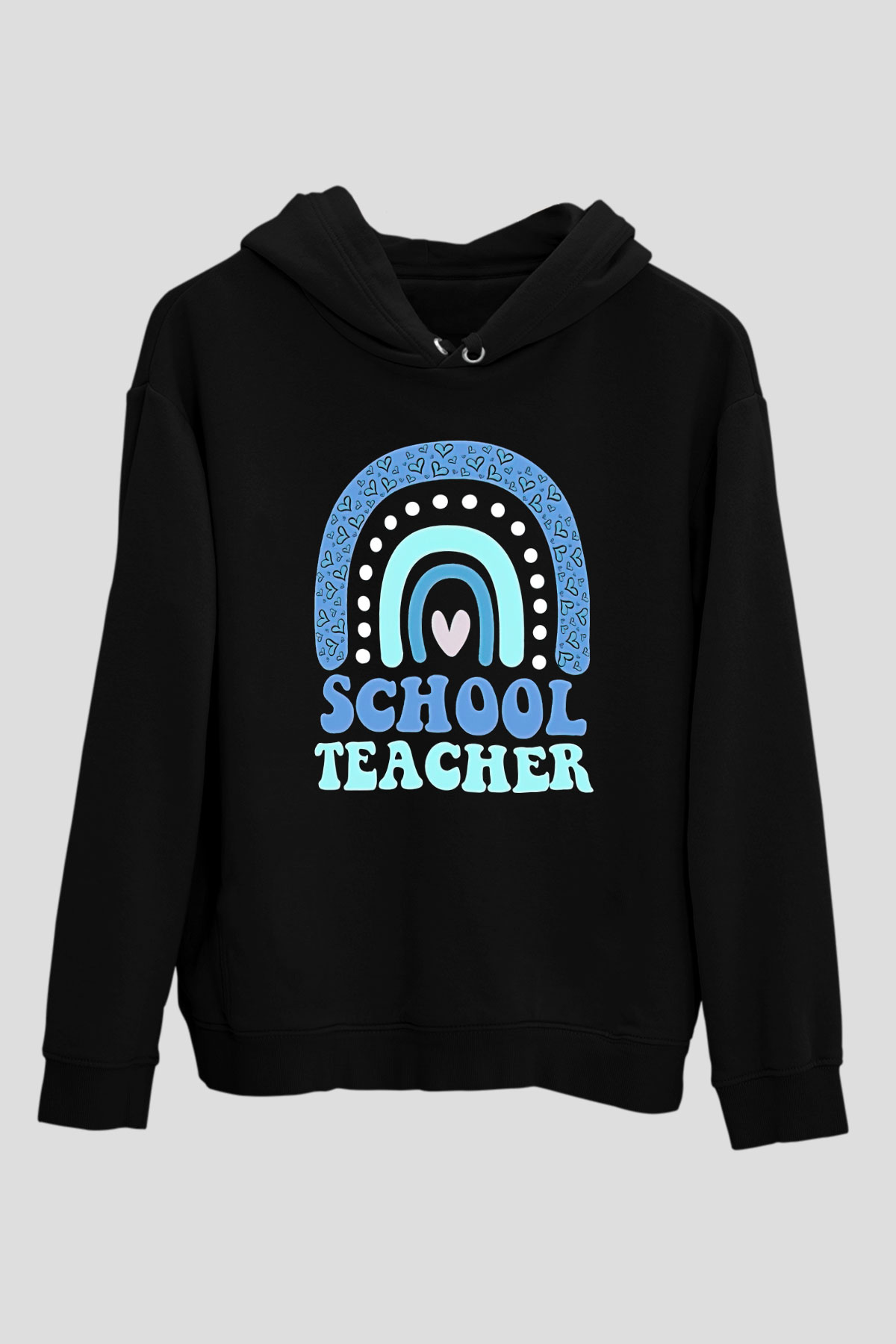 Öğretmenler Günü Baskılı Unisex Siyah Hoodie
