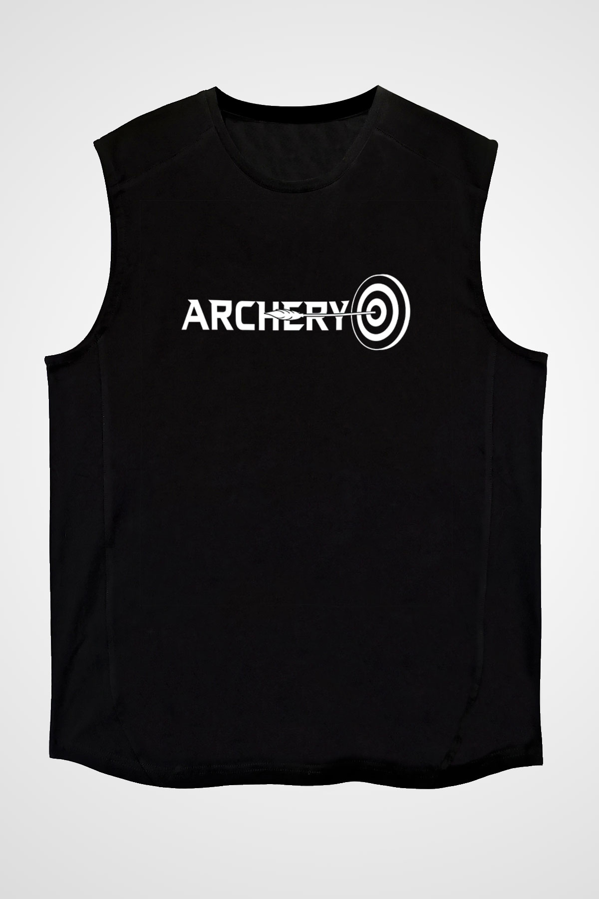 Okçuluk - Archery Baskılı Unisex Siyah Kolsuz Tişört