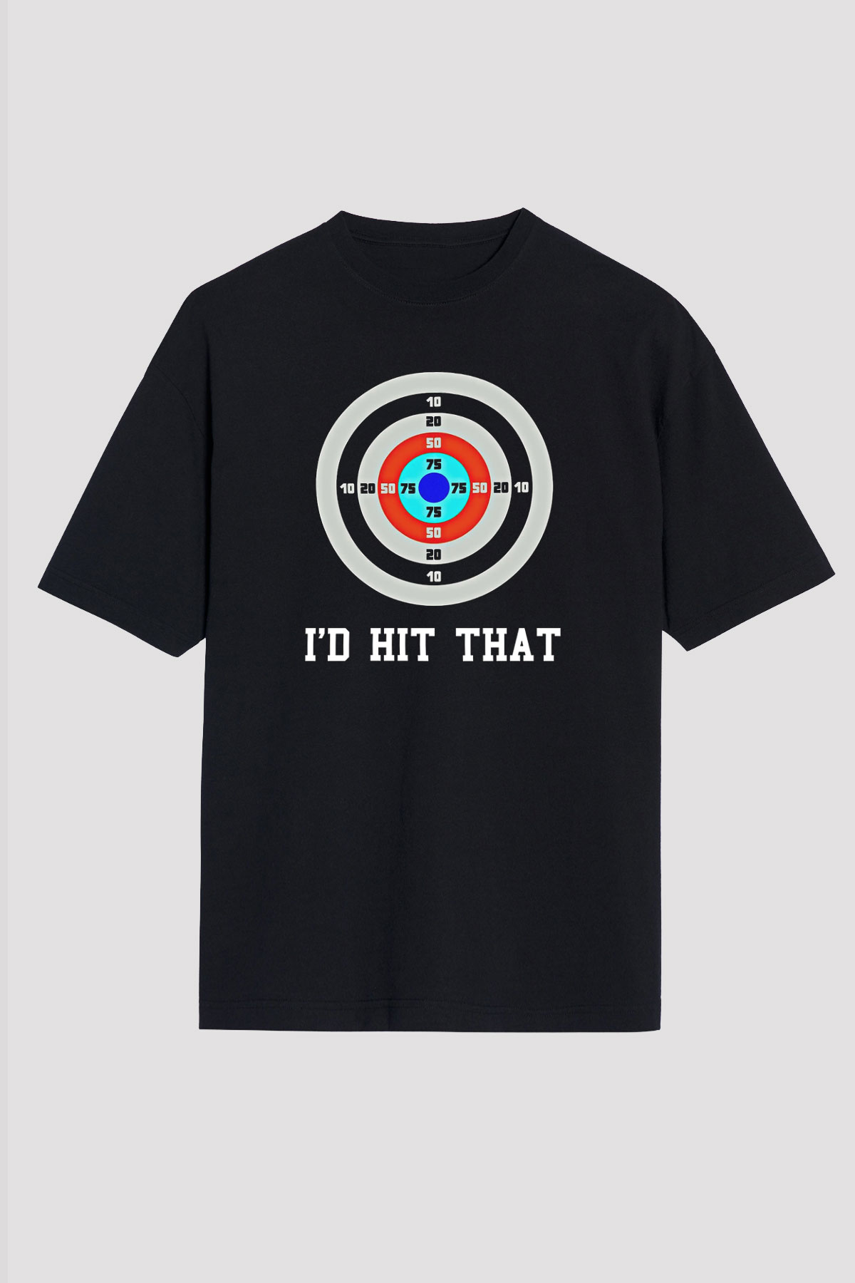 Okçuluk - Archery Baskılı Unisex Siyah Oversize Tişört