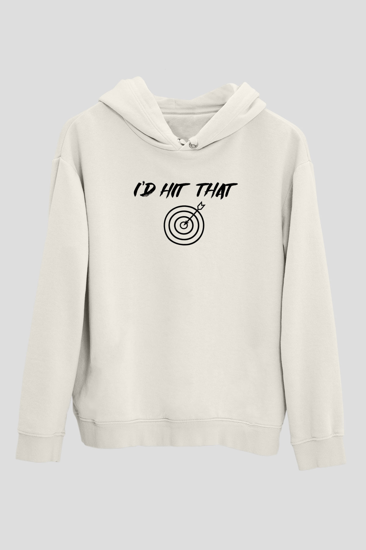 Okçuluk Baskılı Unisex Ekru Hoodie