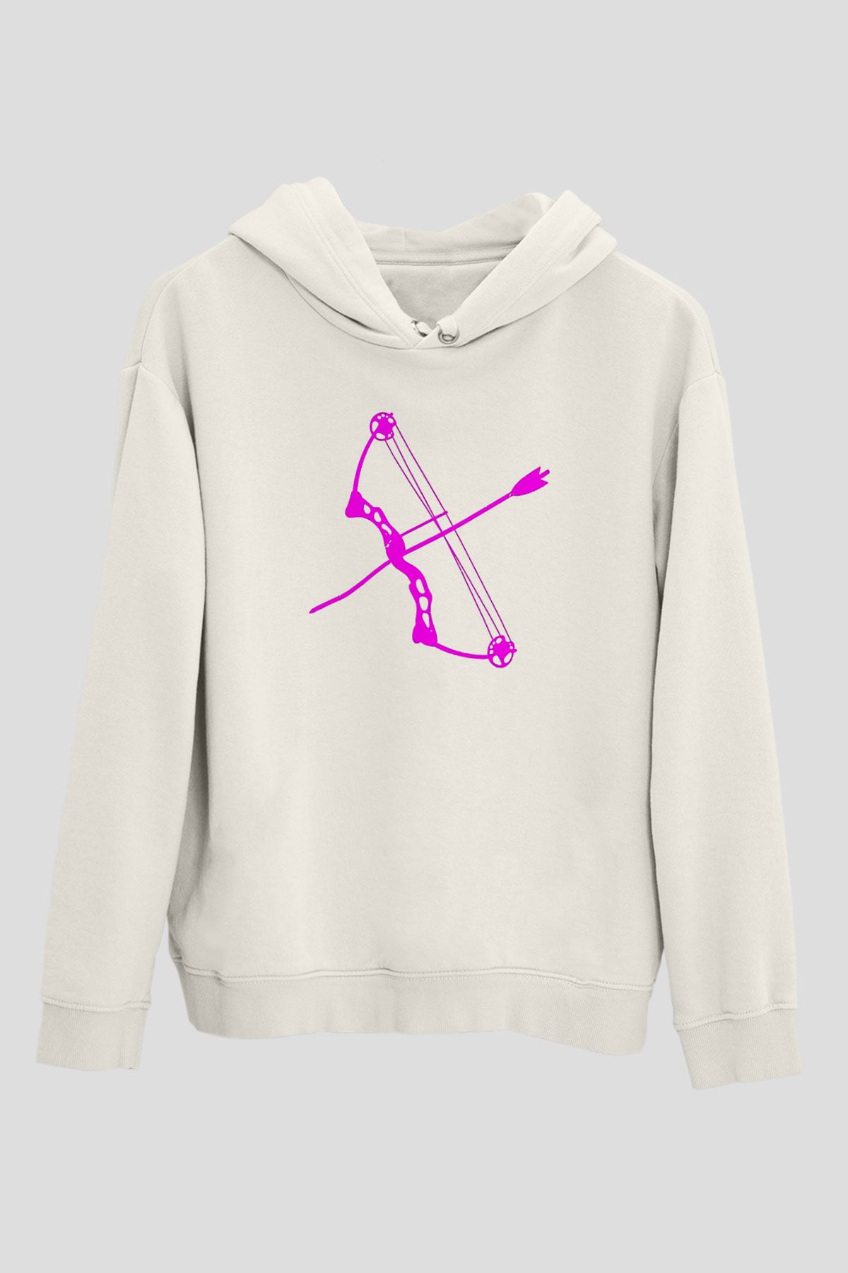 Okçuluk Baskılı Unisex Ekru Hoodie