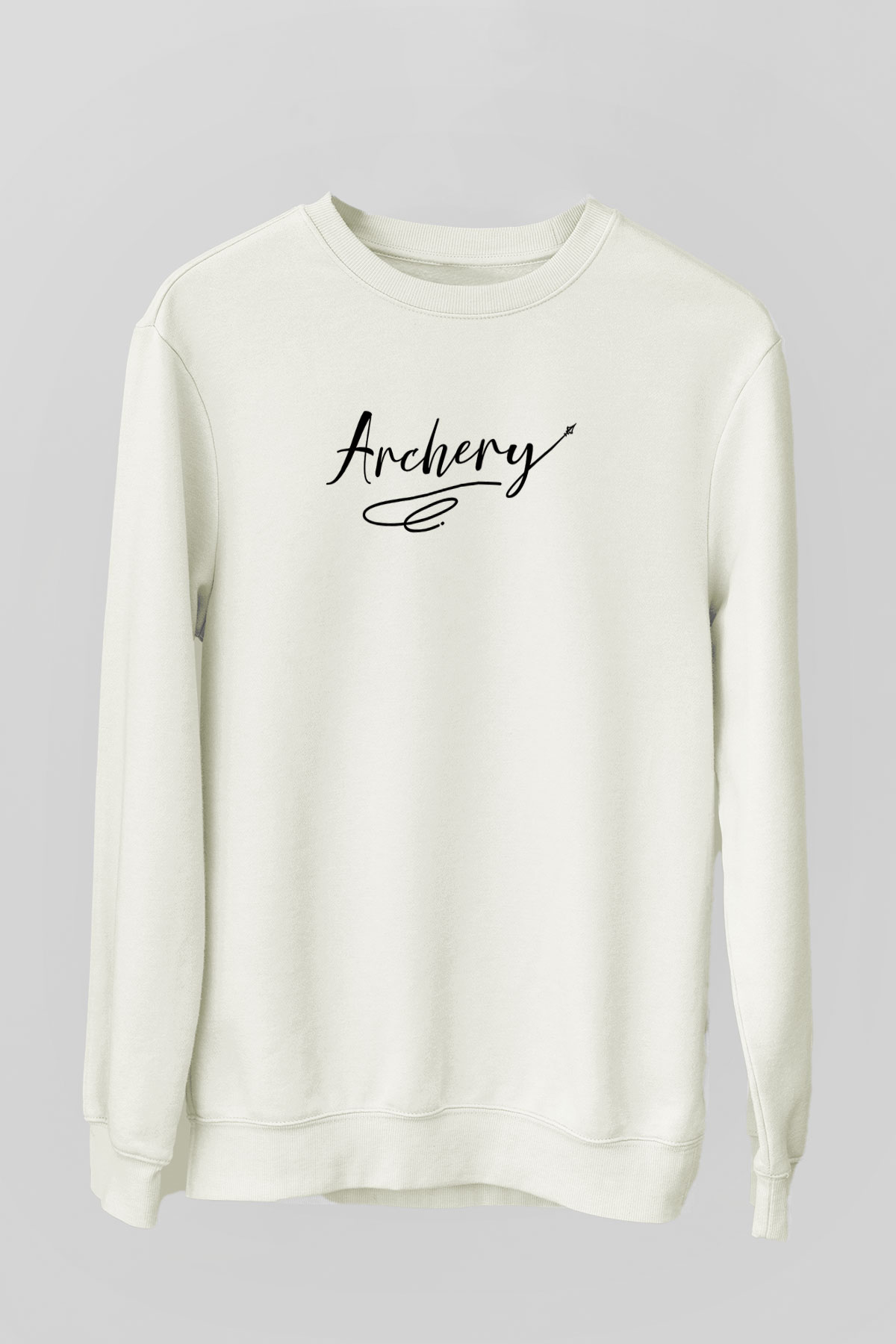 Okçuluk Baskılı Unisex Ekru Sweatshirt