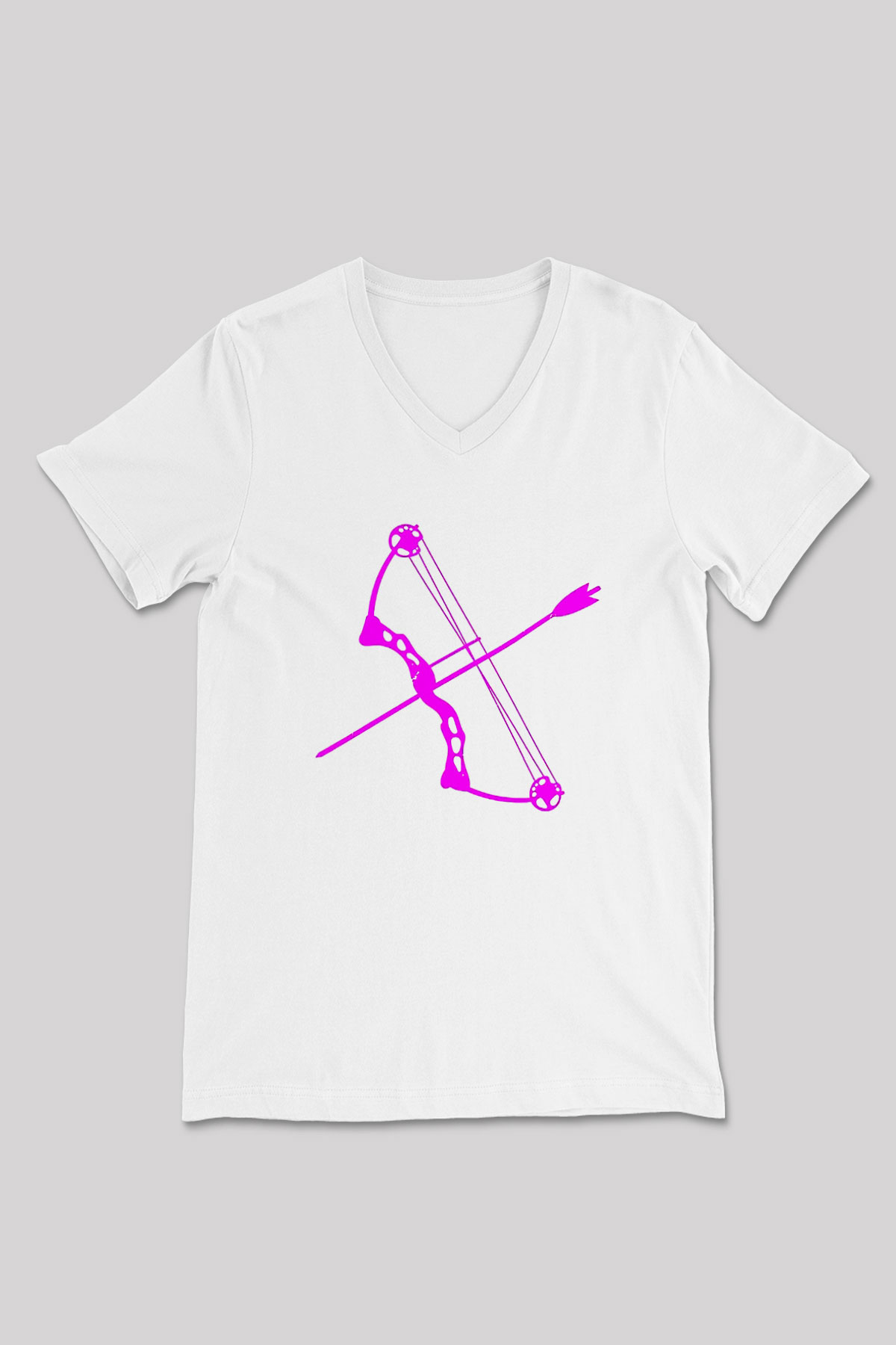 Okçuluk Baskılı Unisex V Yaka Tişört - Tshirt