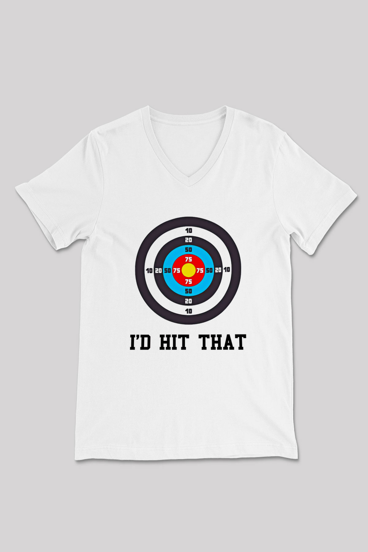 Okçuluk Baskılı Unisex V Yaka Tişört - Tshirt
