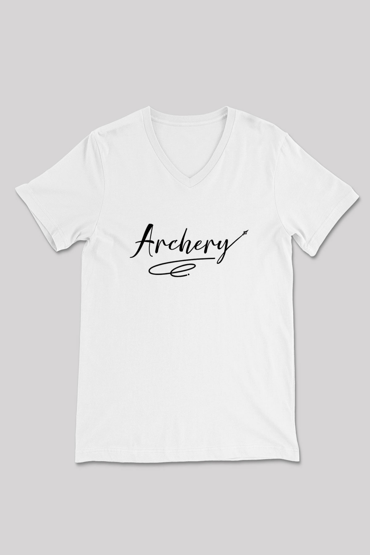 Okçuluk Baskılı Unisex V Yaka Tişört - Tshirt