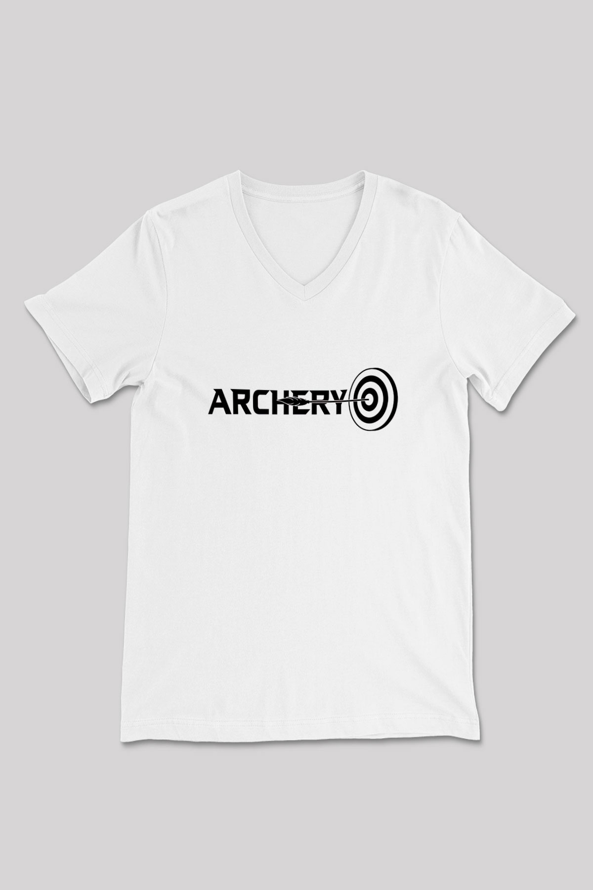 Okçuluk Baskılı Unisex V Yaka Tişört - Tshirt