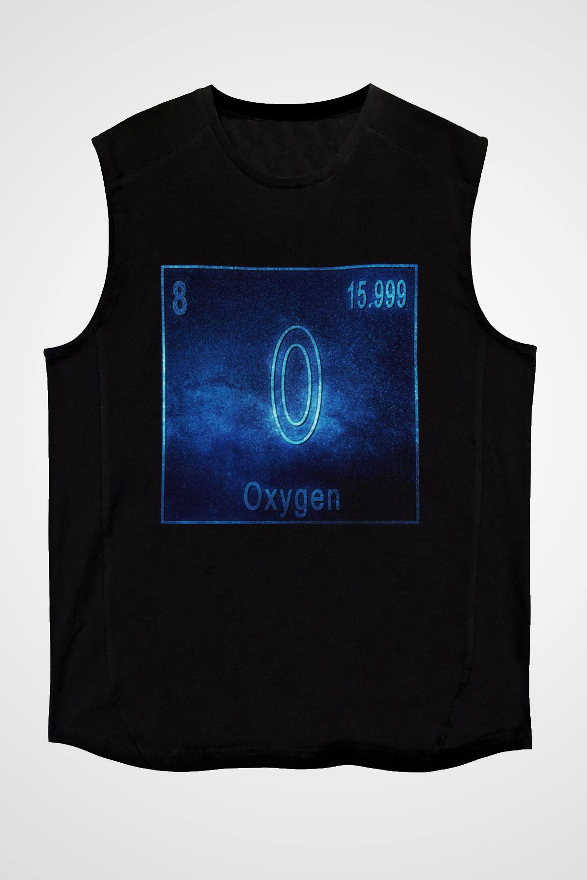 Oksijen Elementi Atom Numarası Baskılı Unisex Siyah Kolsuz Tişört