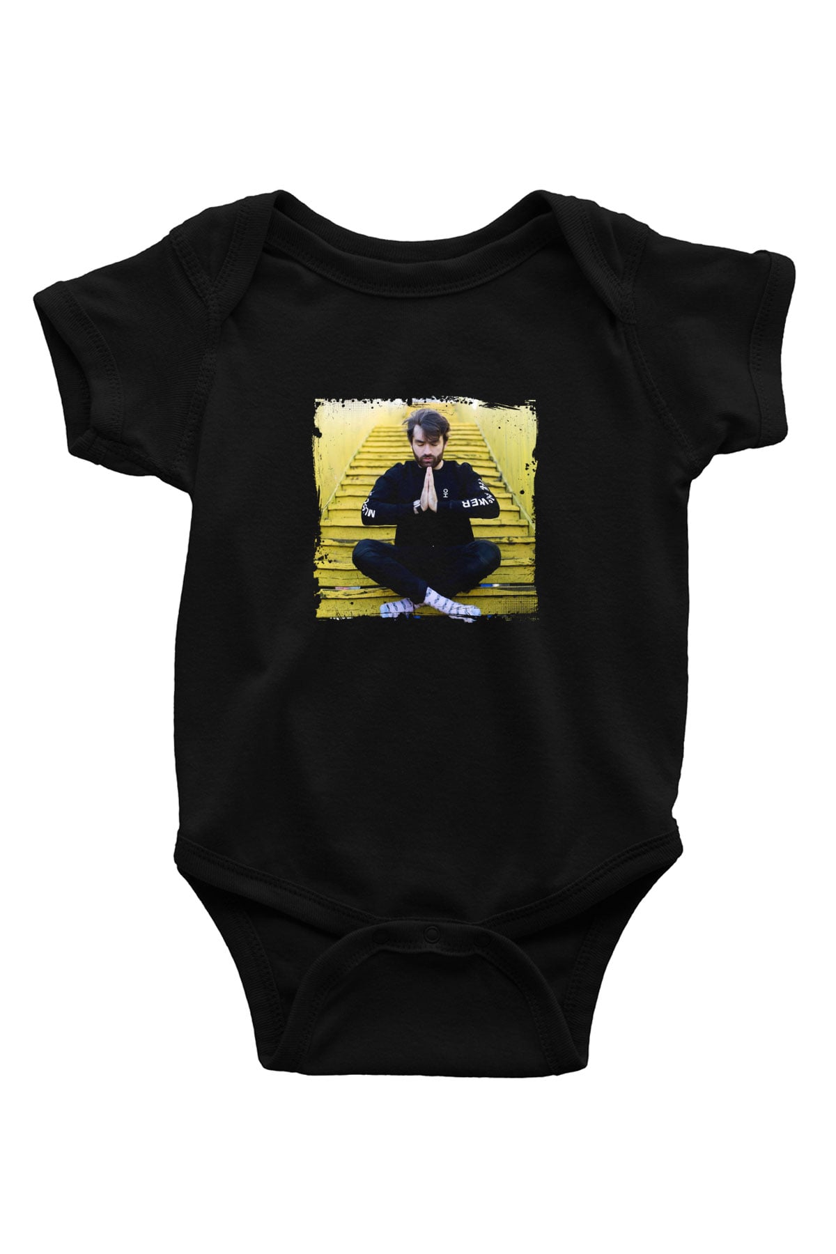 Oliver Heldens Baskılı Unisex Siyah Bebek Body - Zıbın