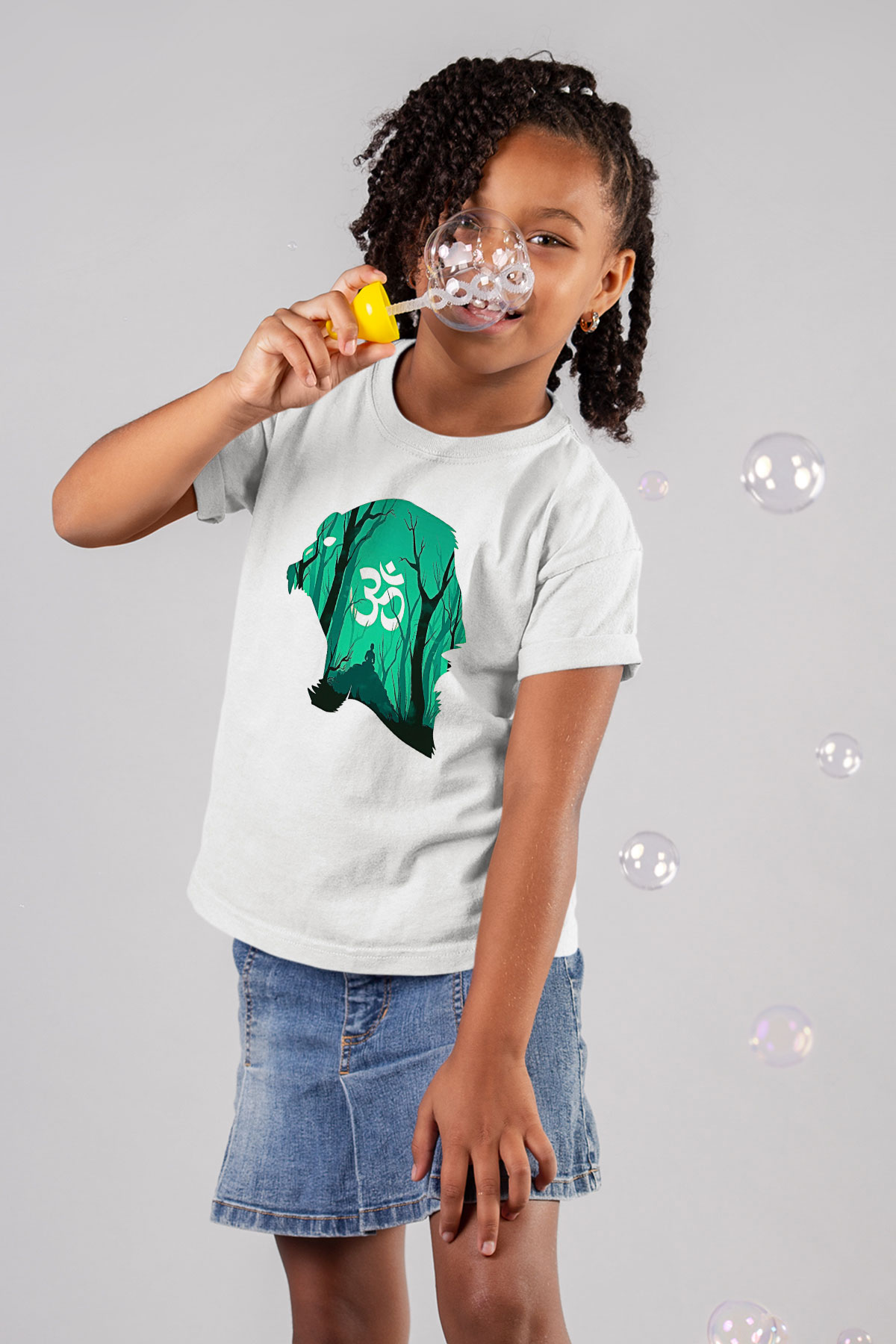 Om Baskılı Beyaz Unisex Beyaz Çocuk Tişört - Tshirt