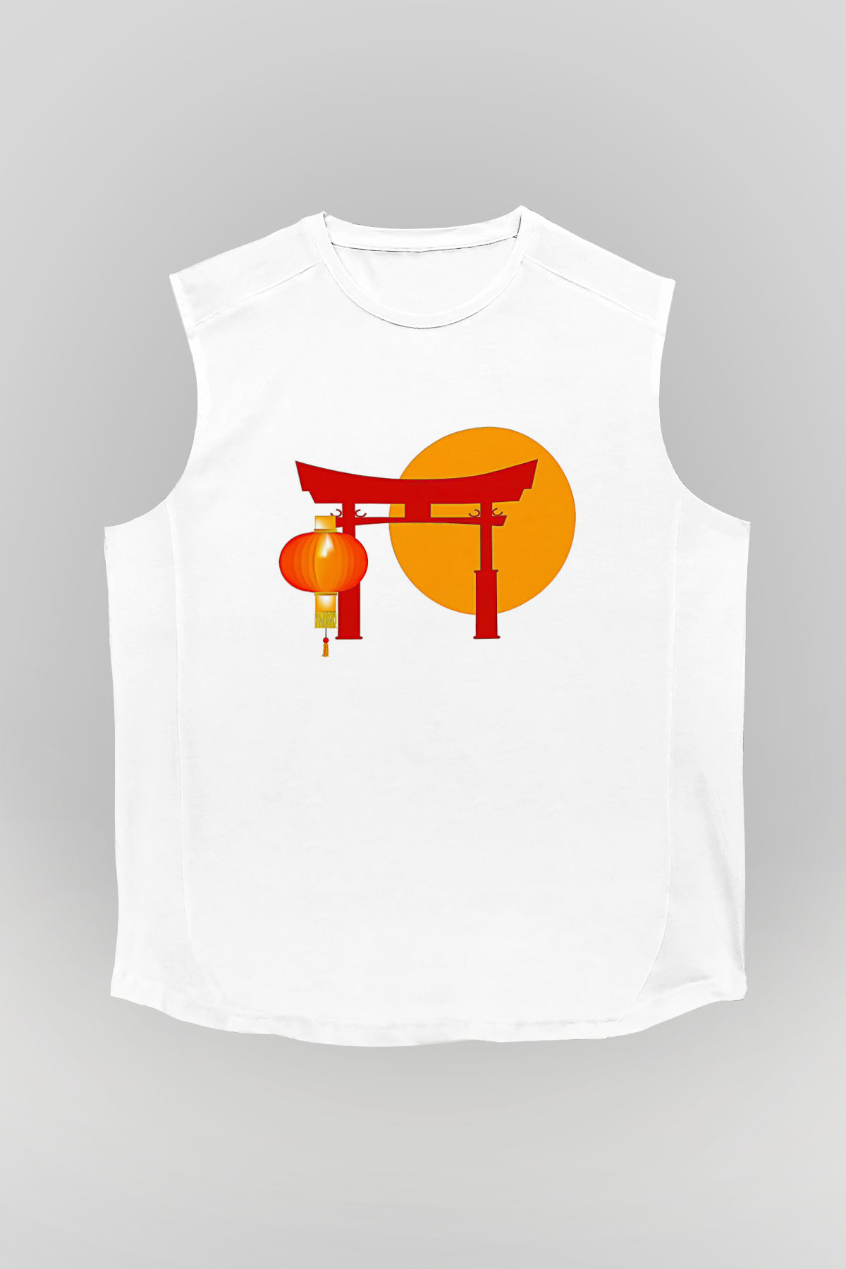 Om Baskılı Beyaz Unisex Kolsuz Tişört - Tshirt