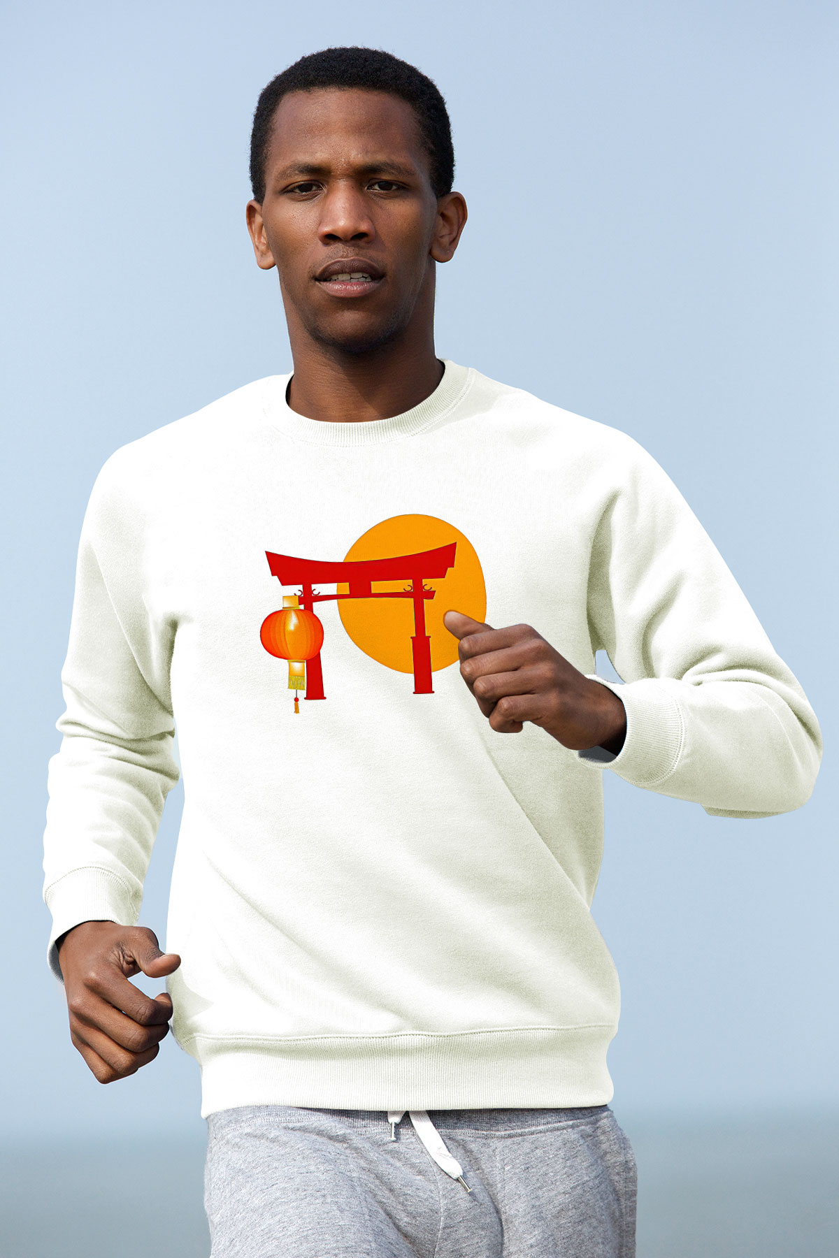 Om Baskılı Beyaz Unisex Sweatshirt