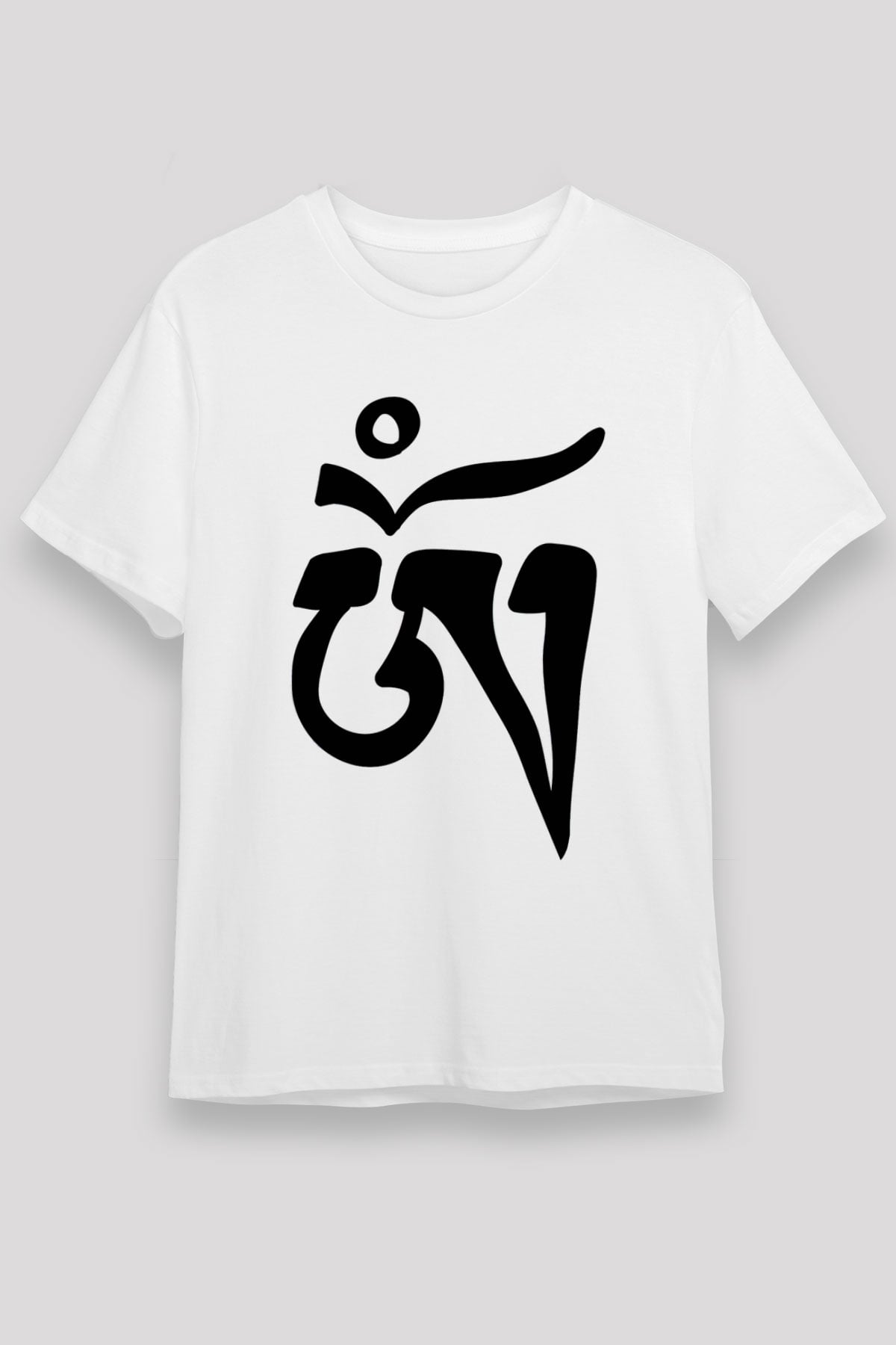 Om Baskılı Unisex Beyaz Tişört - Tshirt