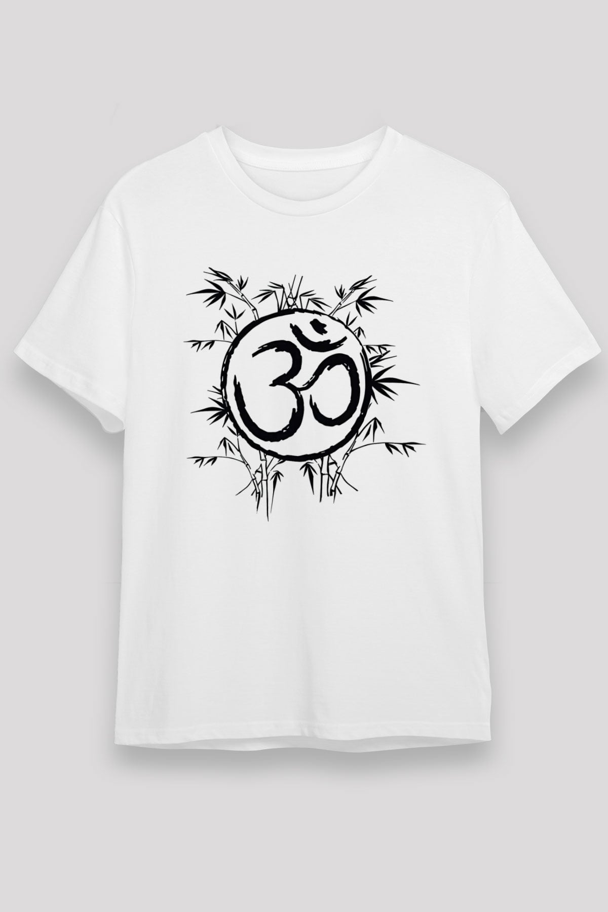 Om Baskılı Unisex Beyaz Tişört - Tshirt
