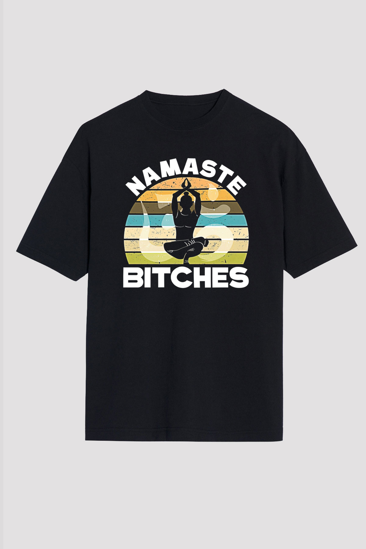 Om Baskılı Unisex Siyah Oversize Tişört - Tshirt