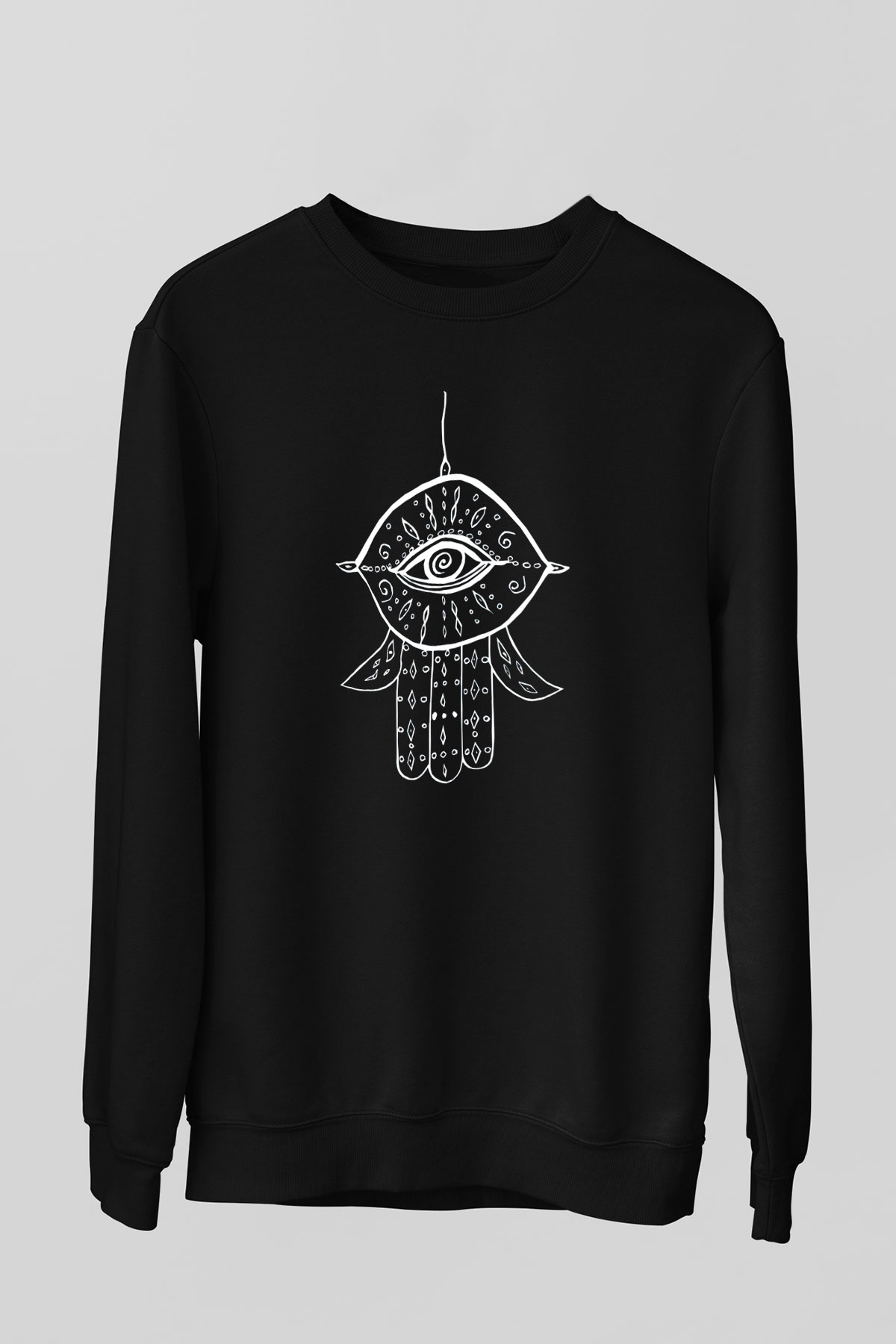 Om Baskılı Unisex Siyah Sweatshirt