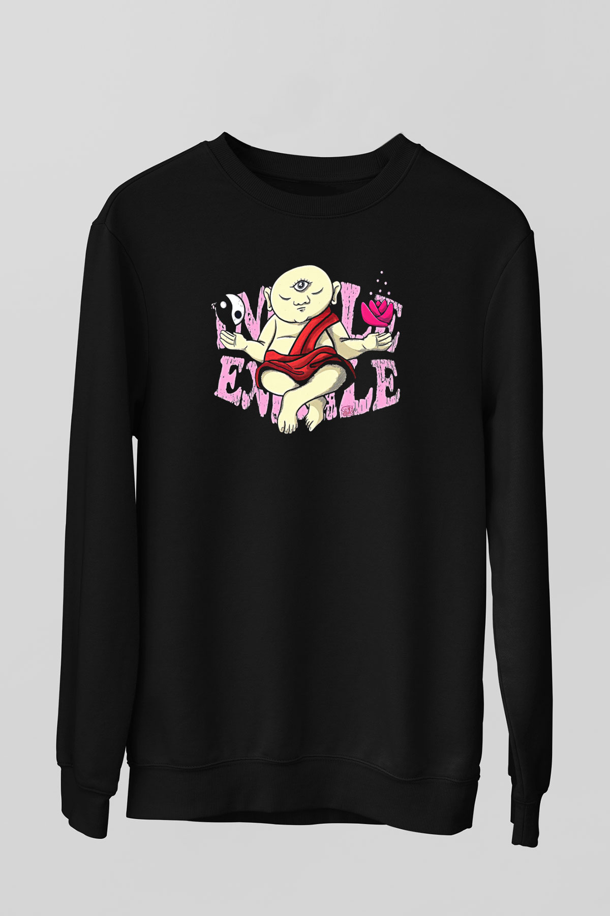 Om Baskılı Unisex Siyah Sweatshirt