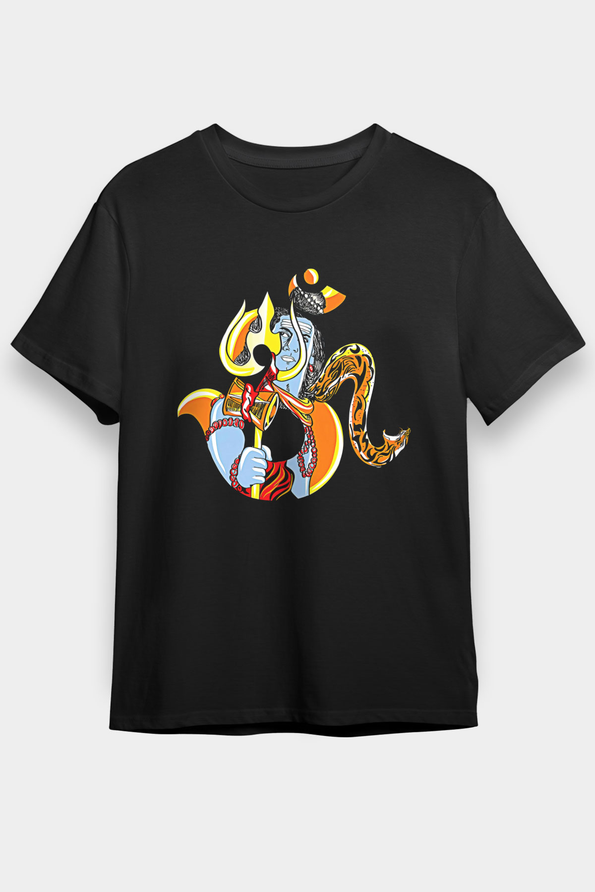 Om Baskılı Unisex Siyah Tişört - Tshirt