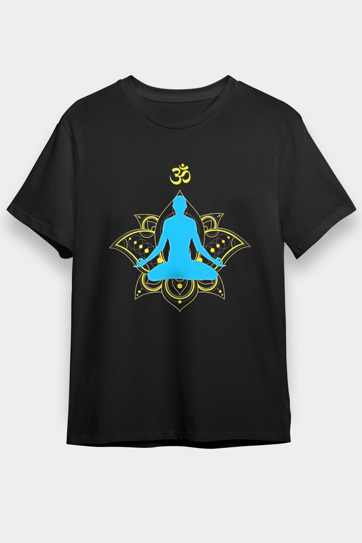 Om Baskılı Unisex Siyah Tişört - Tshirt