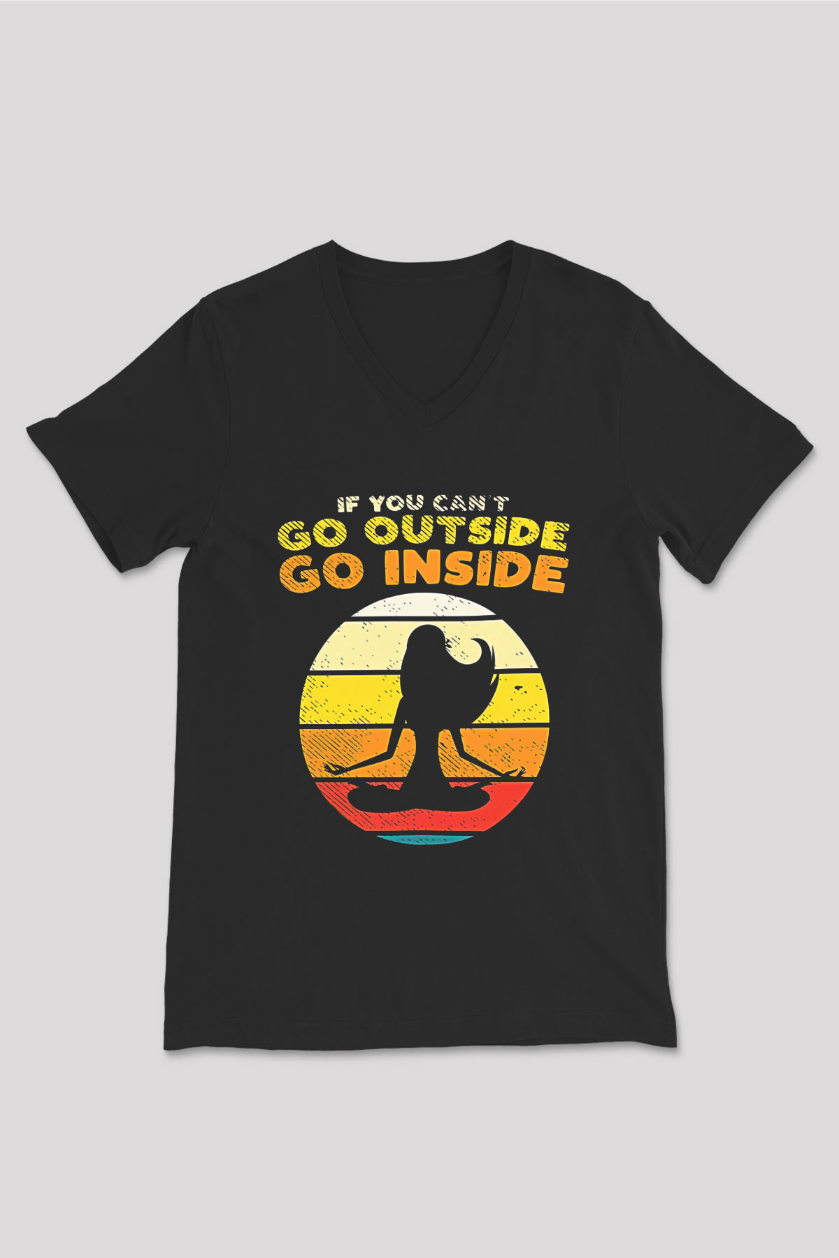 Om Baskılı Unisex Siyah V Yaka Tişört - Tshirt