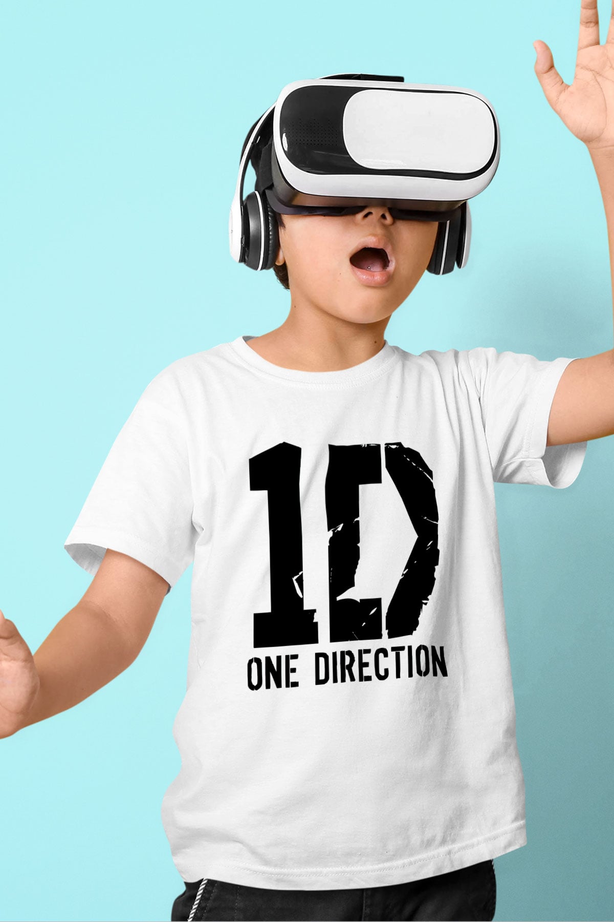 One Direction Baskılı Beyaz Unisex Çocuk Tişört
