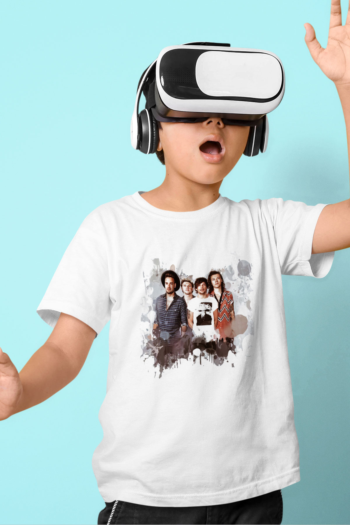 One Direction Baskılı Beyaz Unisex Çocuk Tişört