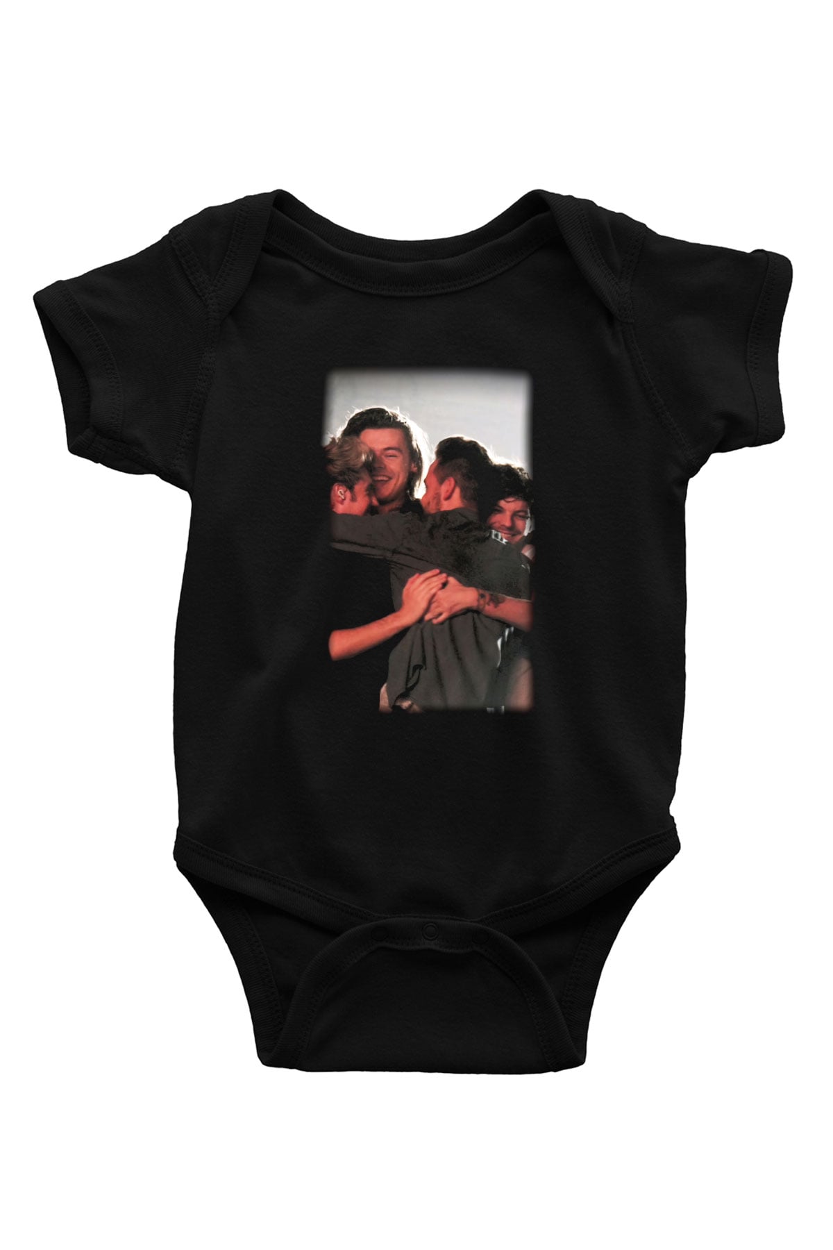 One Direction Baskılı Siyah Bebek Body - Zıbın