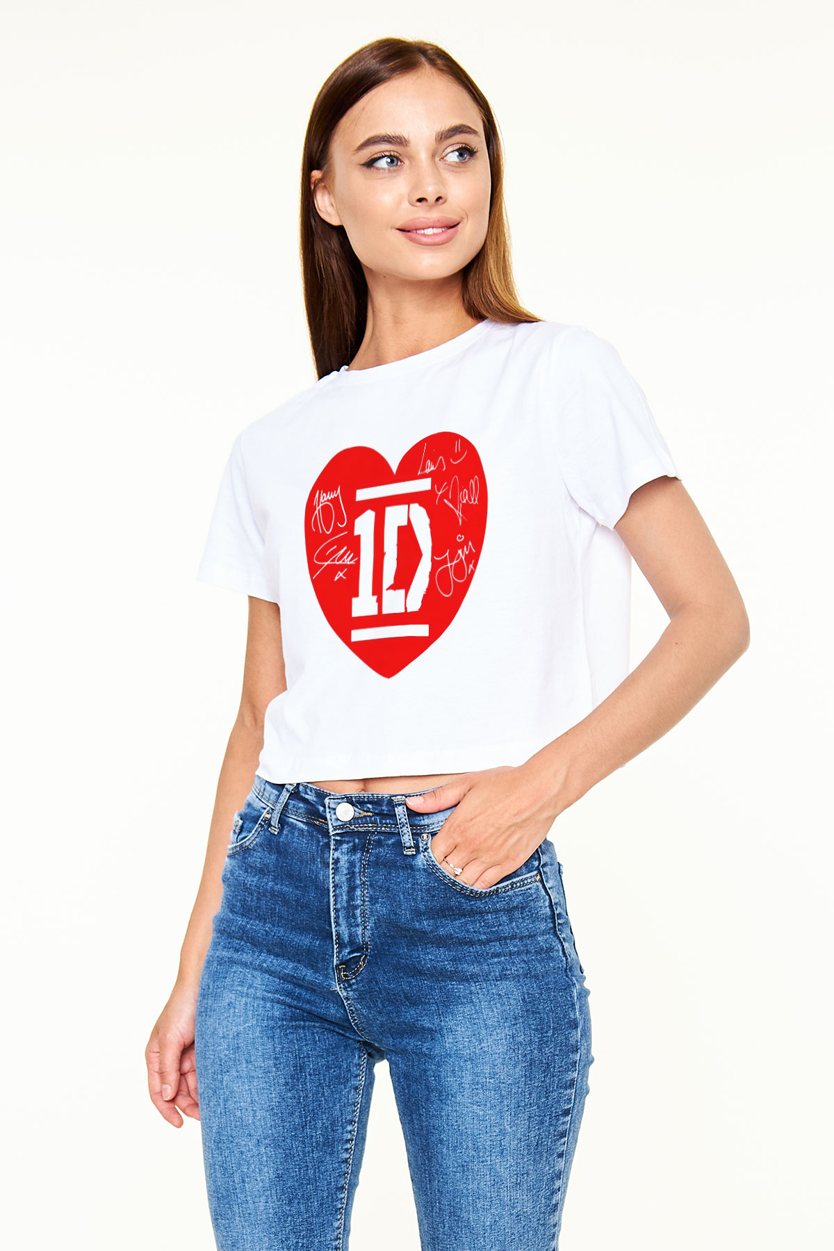 One Direction Beyaz Croptop Tişört