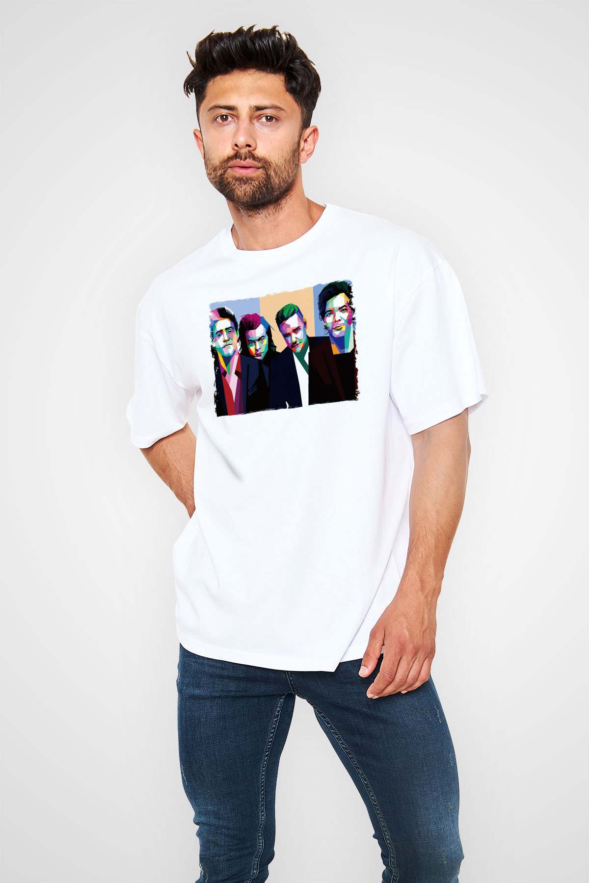 One Direction Beyaz Oversize Tişört Oversize T-shirt - TişörtFabrikası