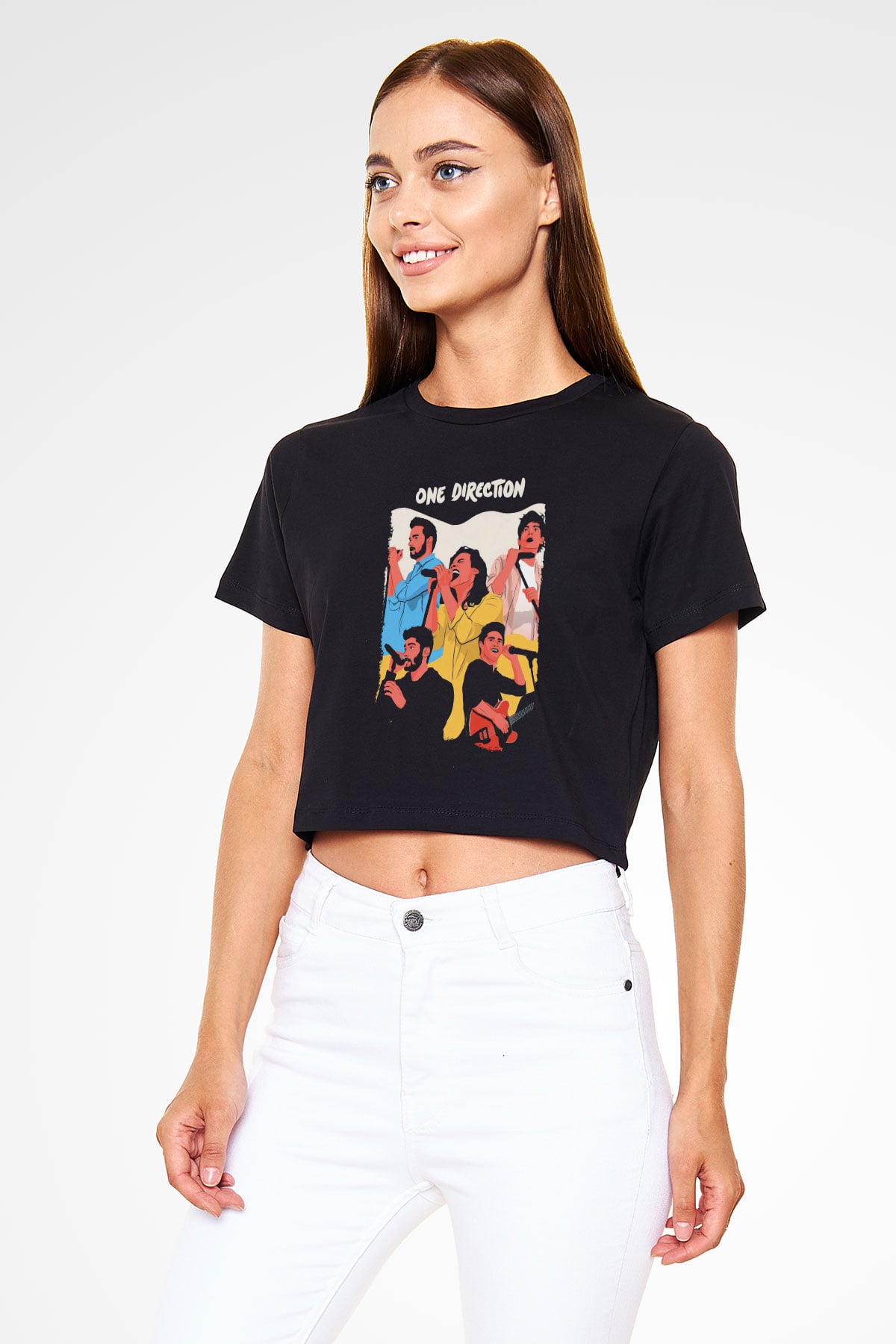 One Direction Siyah  Crop Top Tişört