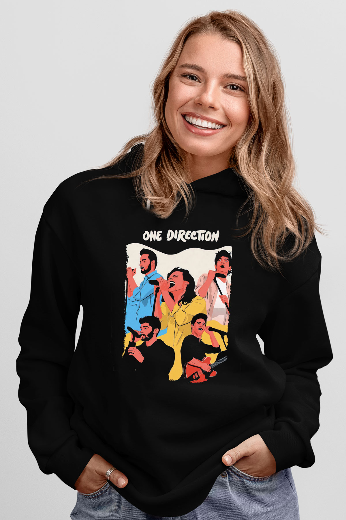 One Direction Siyah Unisex Kapüşonlu Sweatshirt