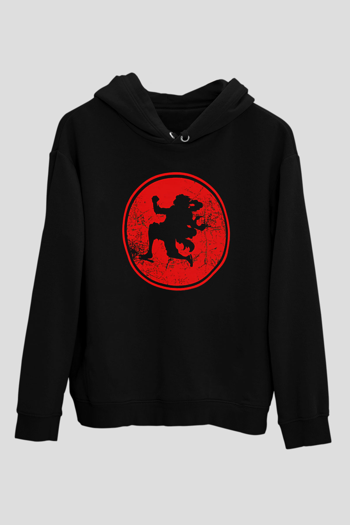 One Piece Baskılı Unisex Siyah Hoodie